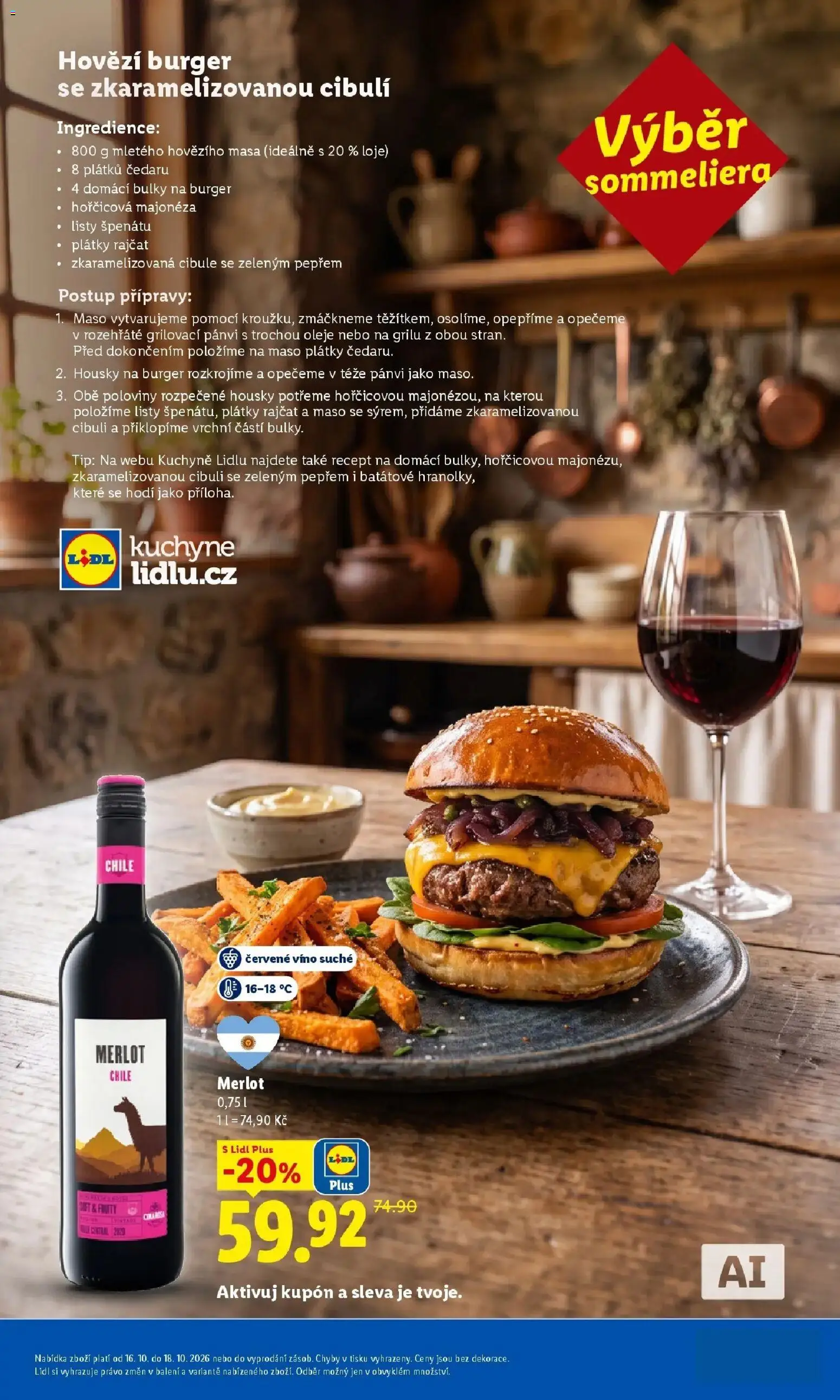 Lidl leták od 15.10.2026 - Nový akční leták | Strana: 53 | Produkty: Burger, Víno, Bulky na burger, Červené víno