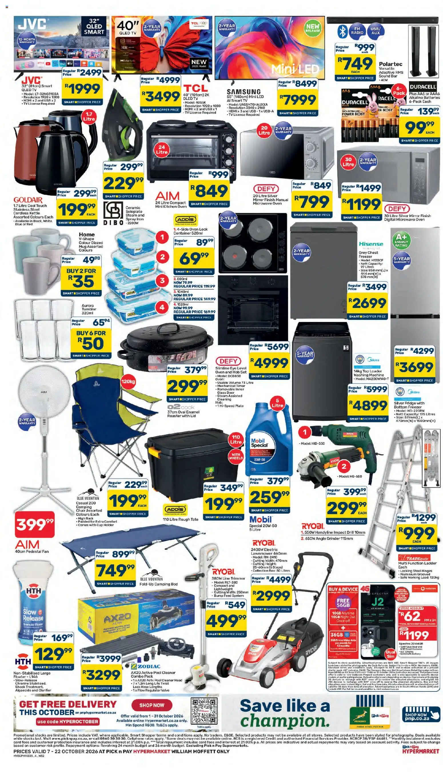 New Pick n Pay catalogue – valid from 07/10/2026 | Page: 4 | Products: Timer, Kettle, Fan, Microwave