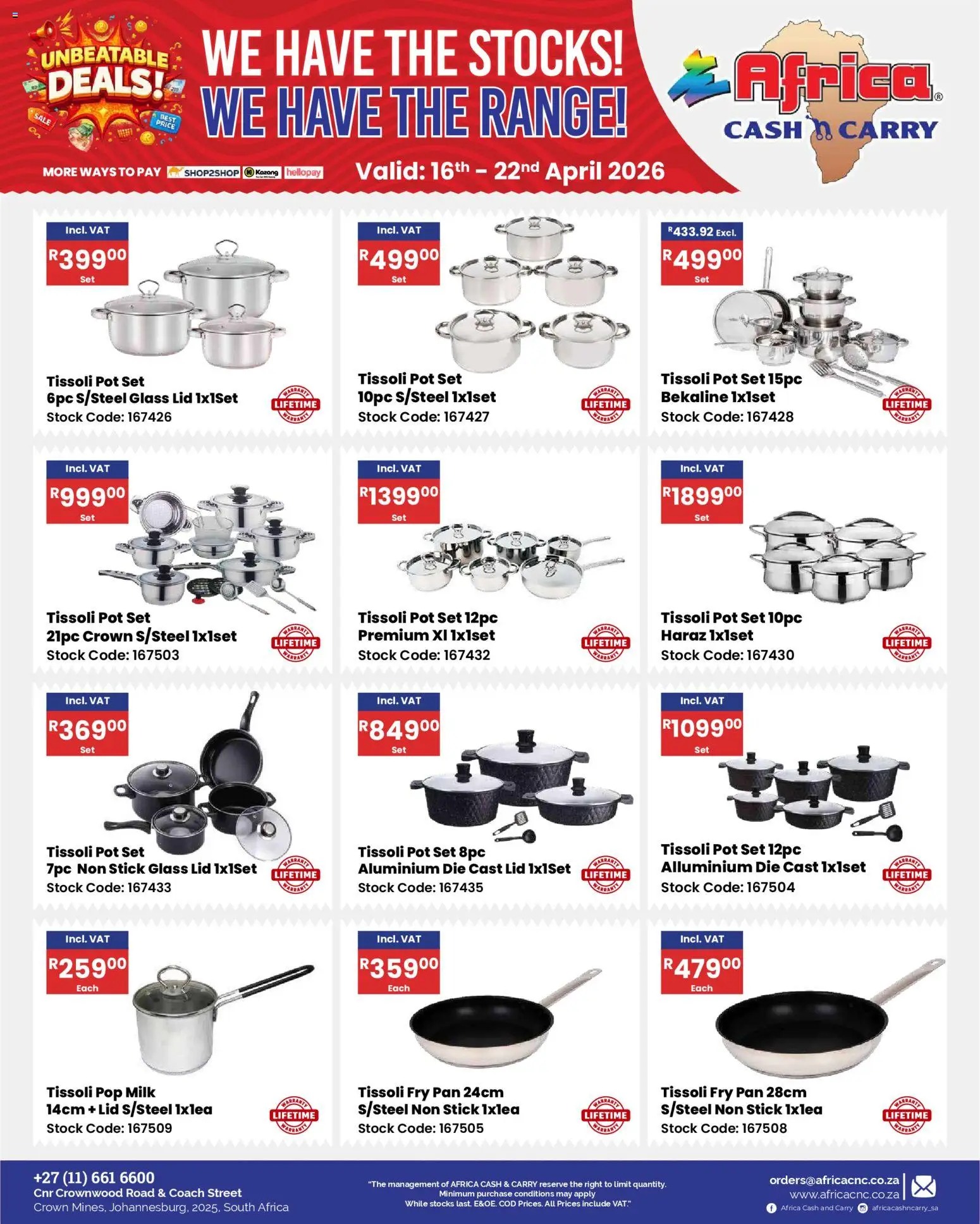 New Africa Cash & Carry catalogue – valid from 16.04.2026 | Page: 32 | Products: Milk, Stock