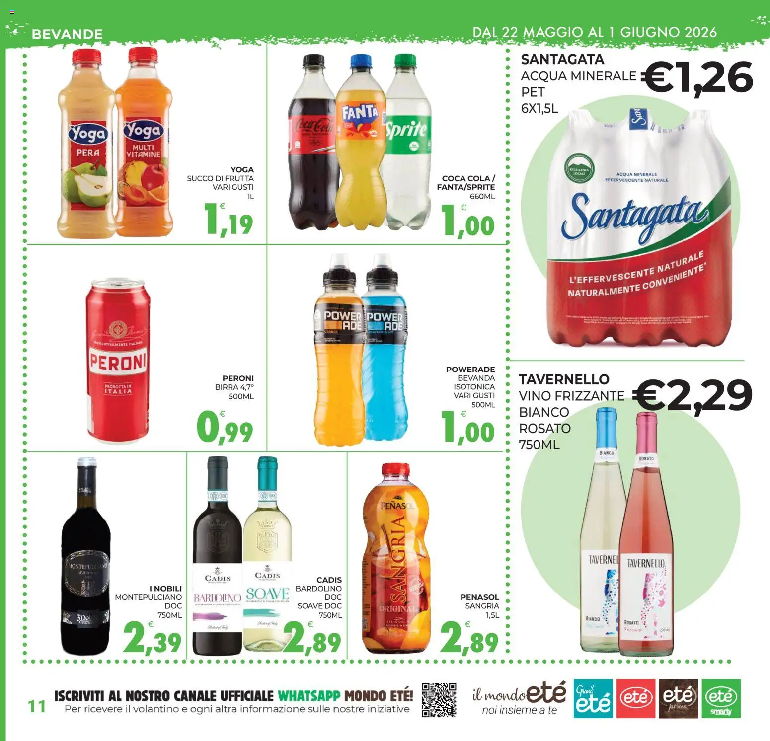 Volantino Eté del 22.05.2026 | Pagina: 11 | Prodotti: Pera, Fanta, Acqua minerale, Coca Cola