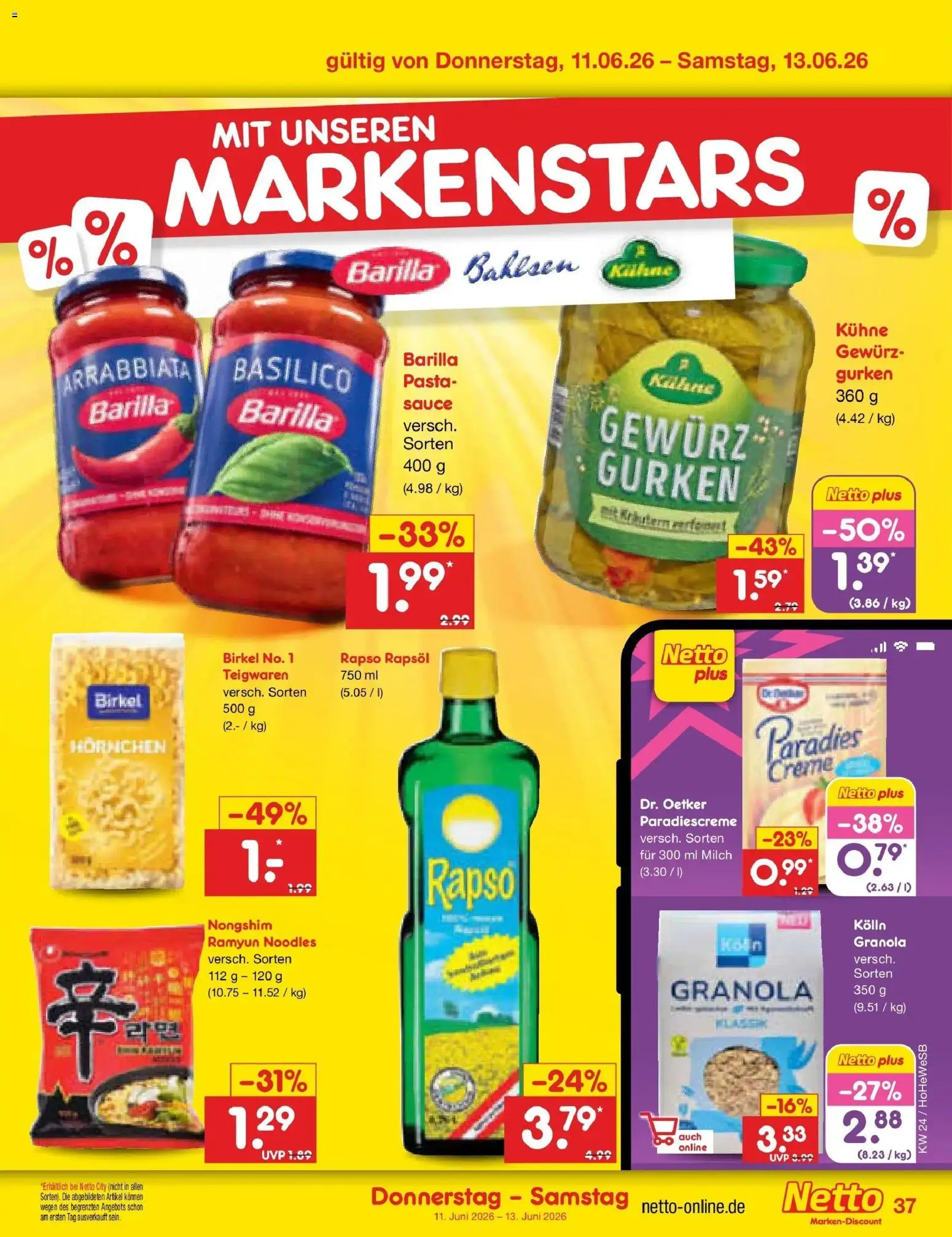 Netto Marken-Discount Prospekt Hannover – gültig ab 08.06.2026 | Seite: 55 | Produkte: Kolln, Barilla, Pasta, Rapso rapsol