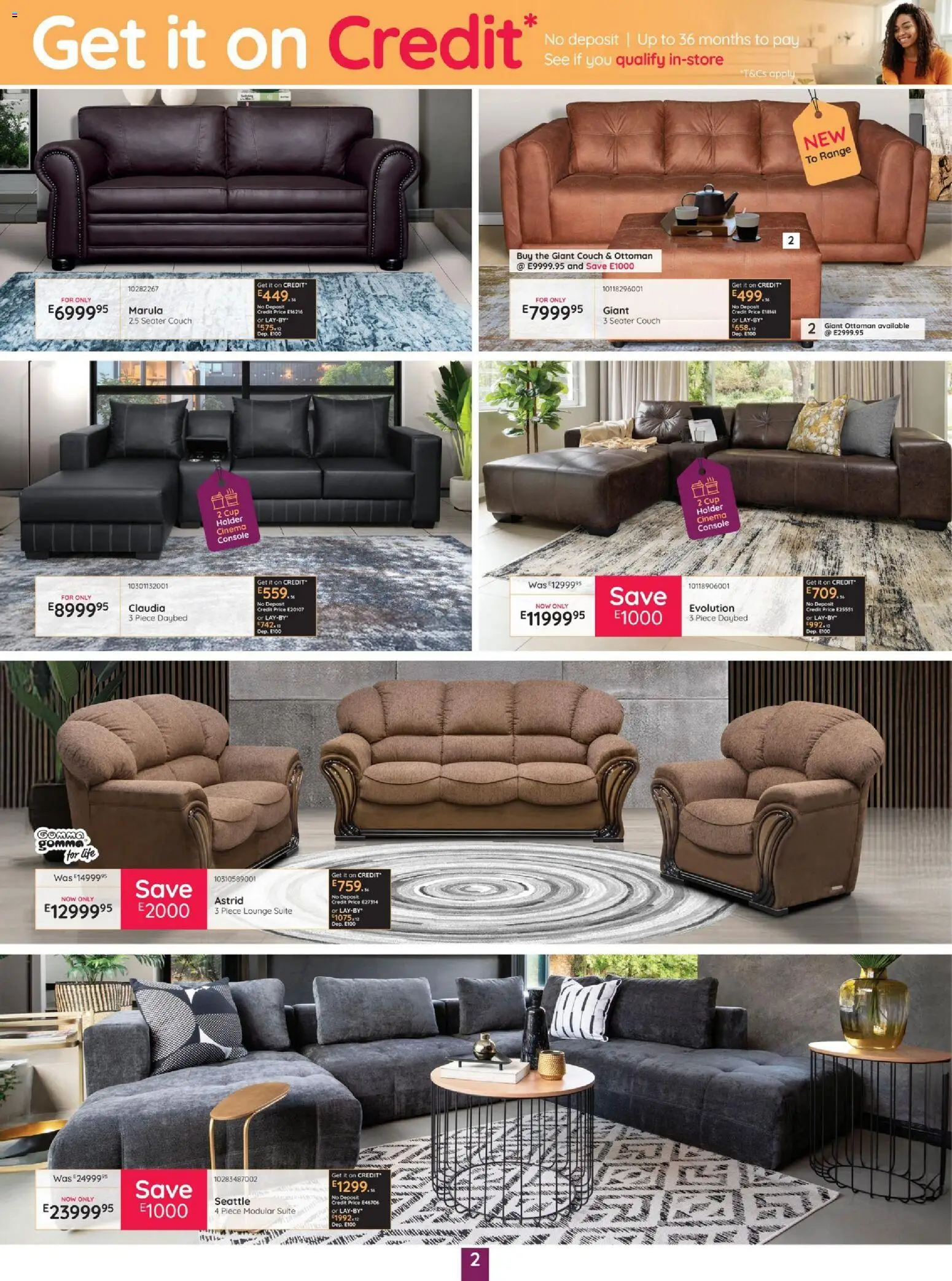 New Bradlows catalogue – valid from 20/08/2026 | Page: 2 | Products: Seater, Couch, Lounge suite, Ottoman
