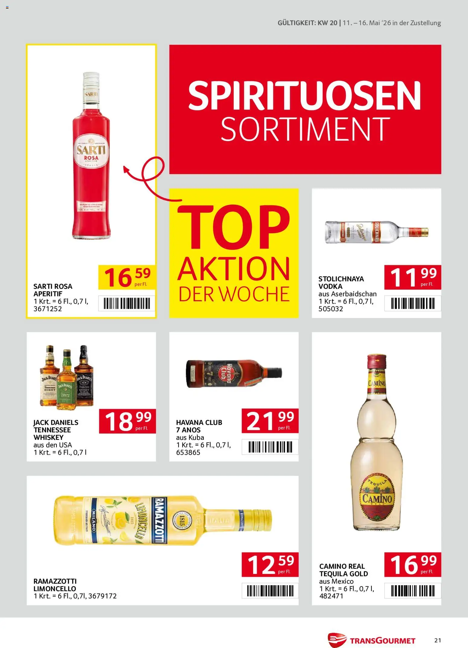 Transgourmet Zustellaktion gültig ab 11.05.2026 | Seite: 21 | Produkte: Whiskey