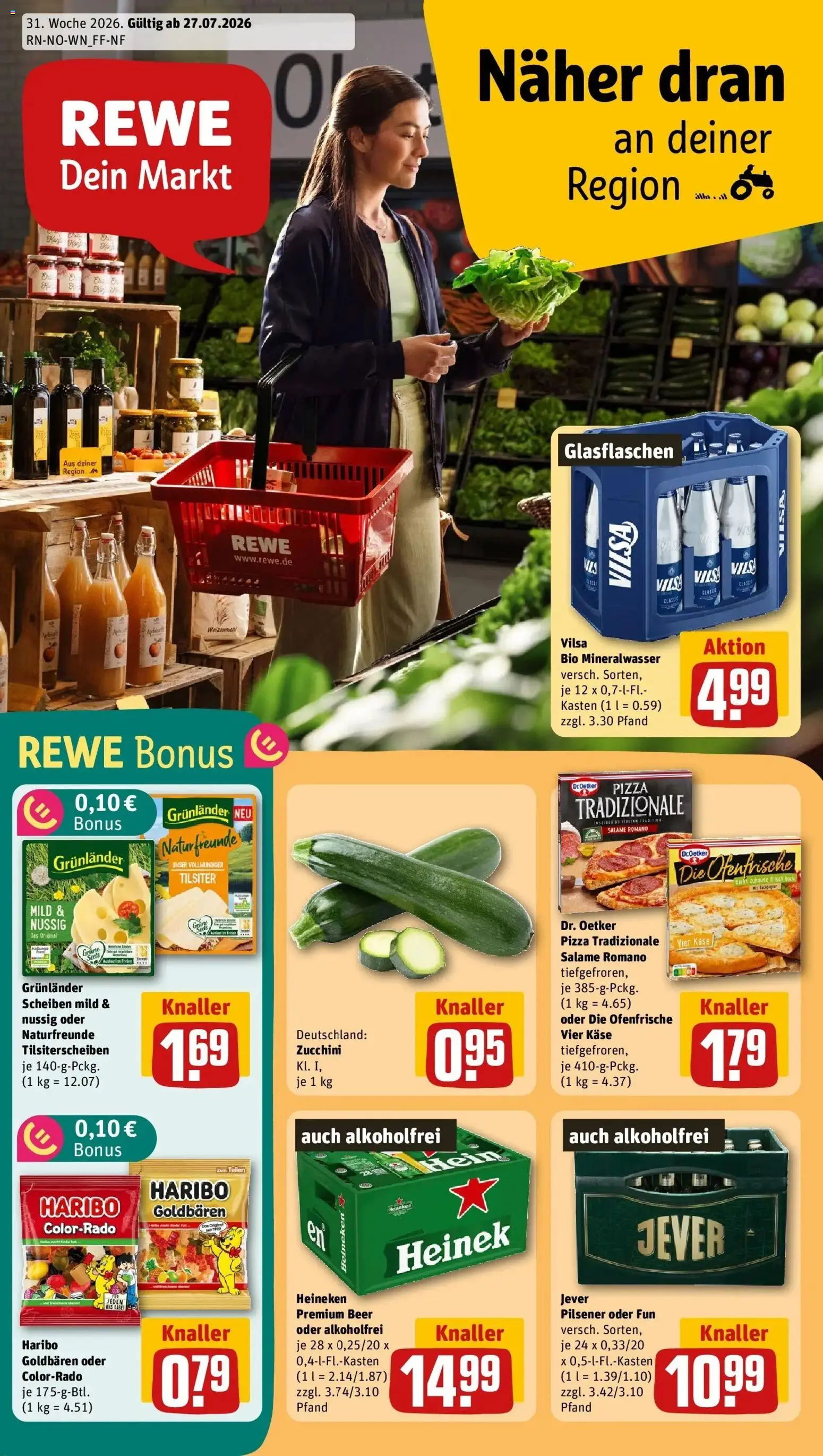 Rewe Prospekt Bremen/Burglesum – gültig ab 27.07.2026 | Seite: 1 | Produkte: Haribo, Käse, Weizenmehl, Grunlander