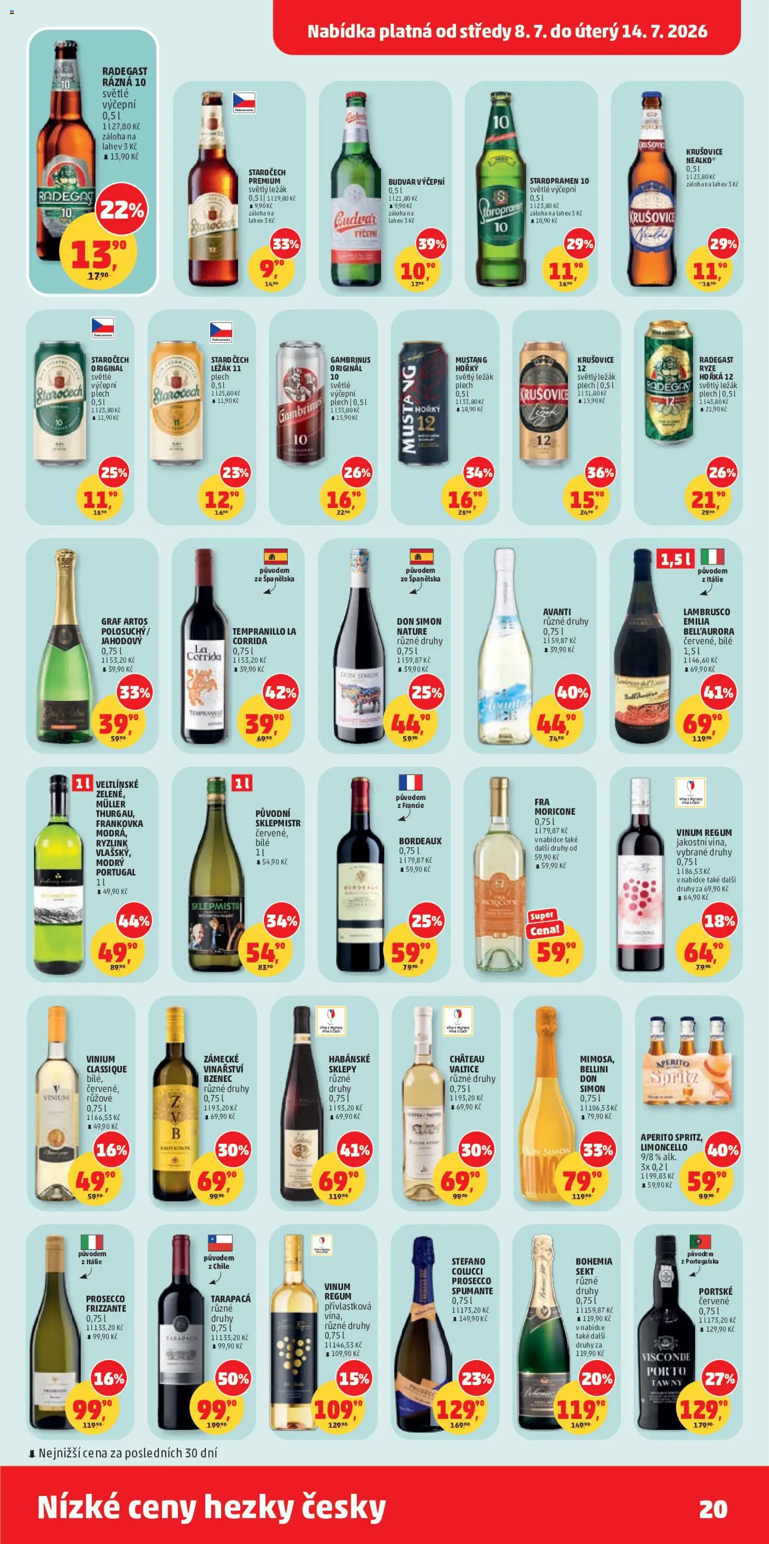 Penny Market leták od 08.07.2026 | Strana: 20 | Produkty: Staropramen 10, Tarapaca, Staropramen, Radegast Rázna 10