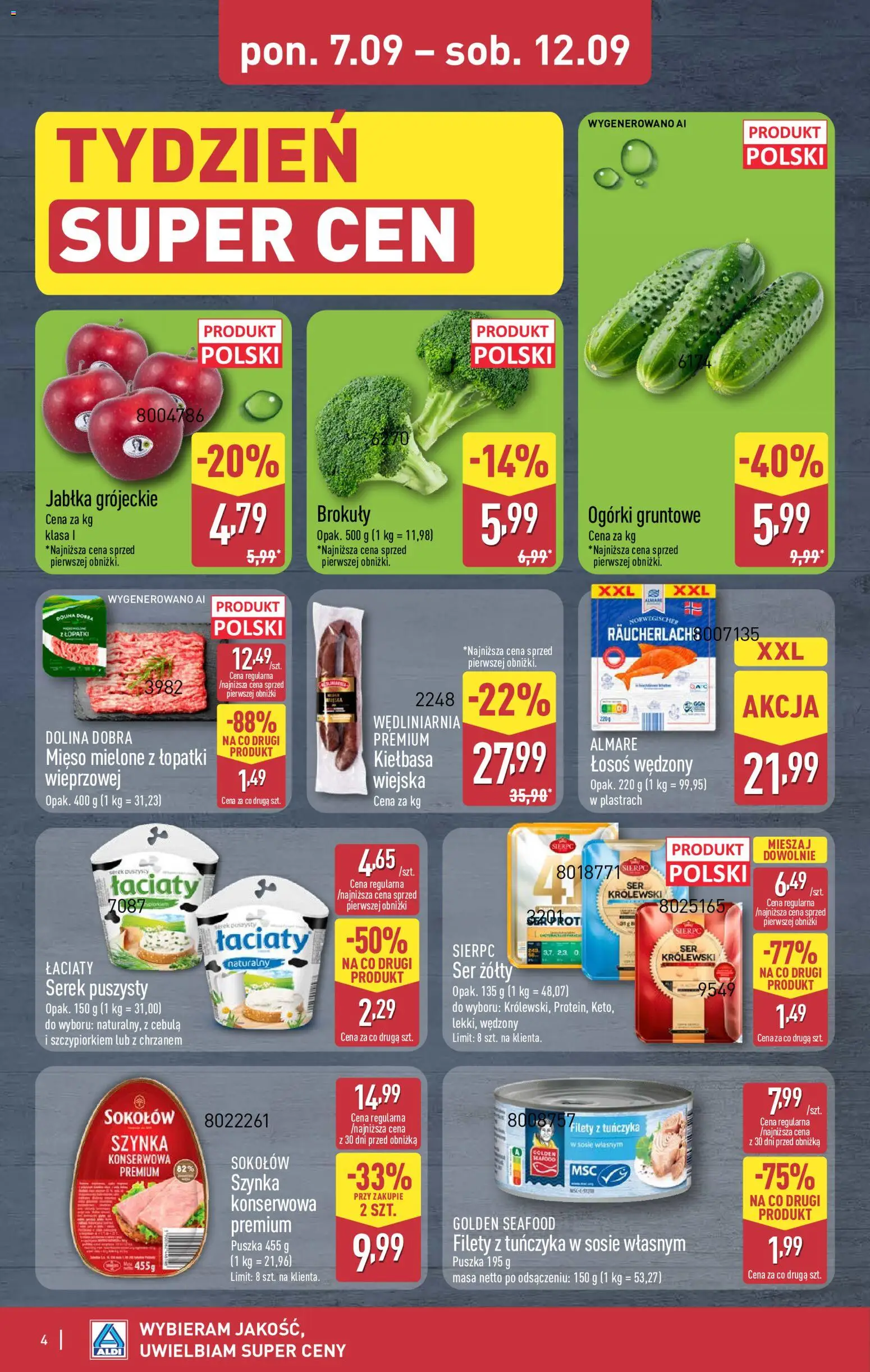 Aldi Polsko leták - Oferta weekendowa od 10.09.2026 | Strana: 4 | Produkty: Jablka, Losos
