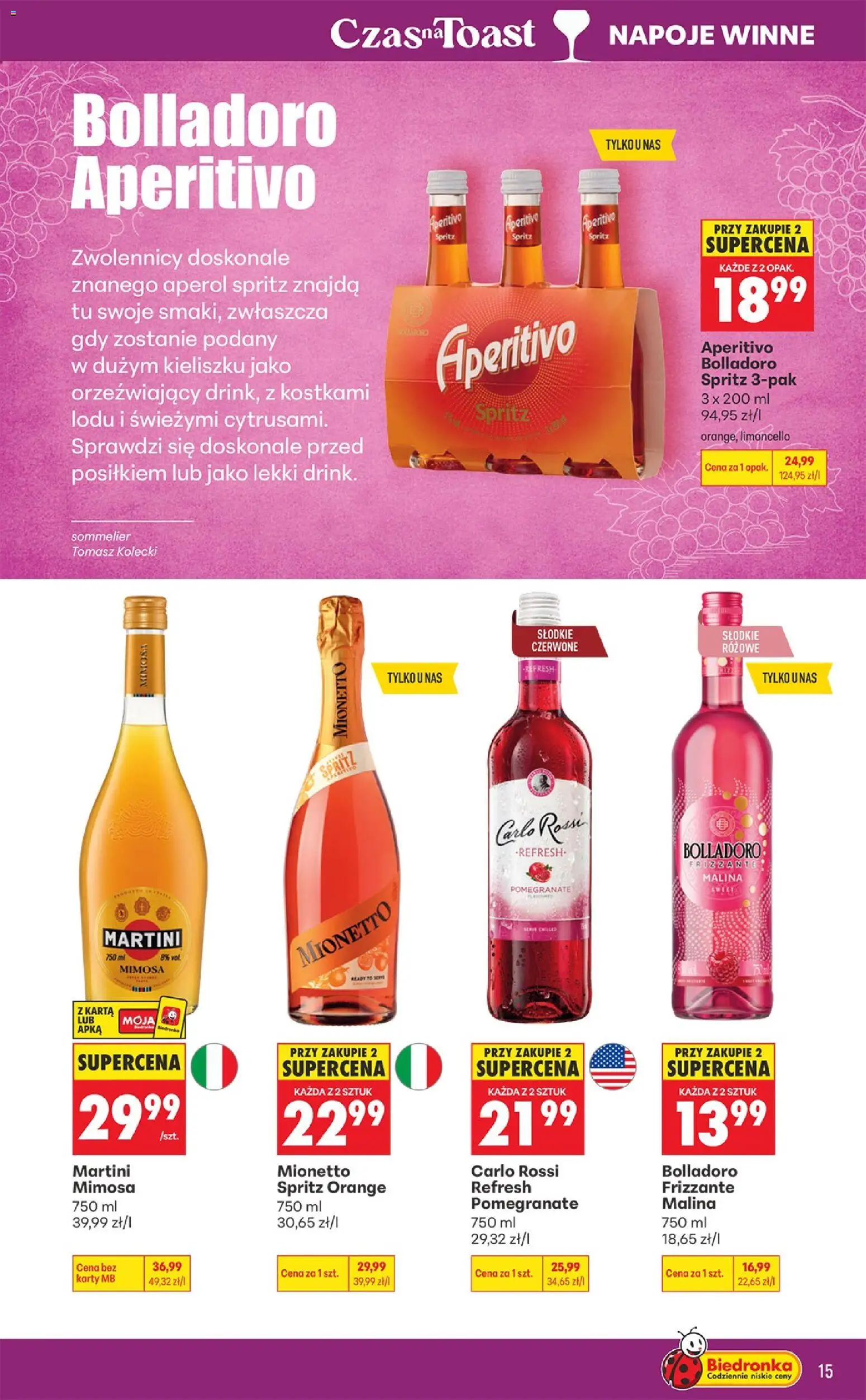 Biedronka Polsko leták - Czas na toast od 07.09.2026 | Strana: 15 | Produkty: Frizzante, Mionetto, Spritz, Aperitivo