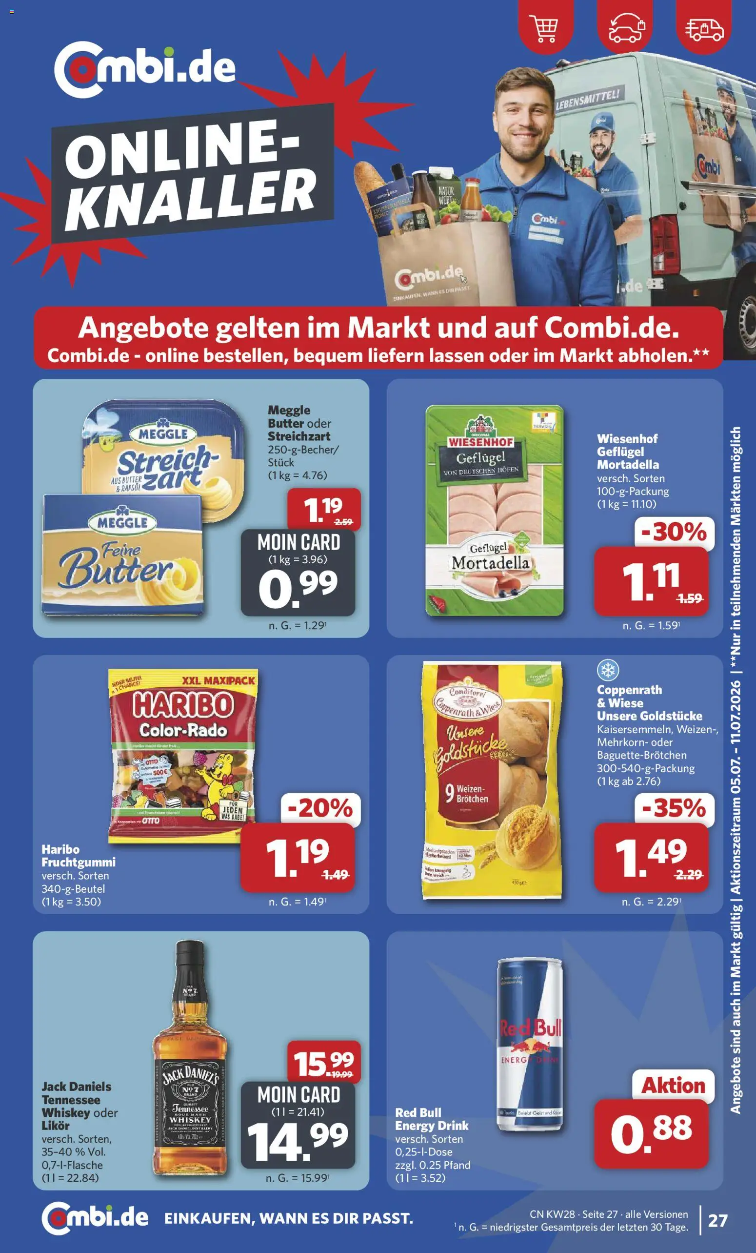 Combi Prospekt – gültig ab 06.07.2026 | Seite: 27 | Produkte: Haribo, Butter, Jack Daniel's, Whiskey