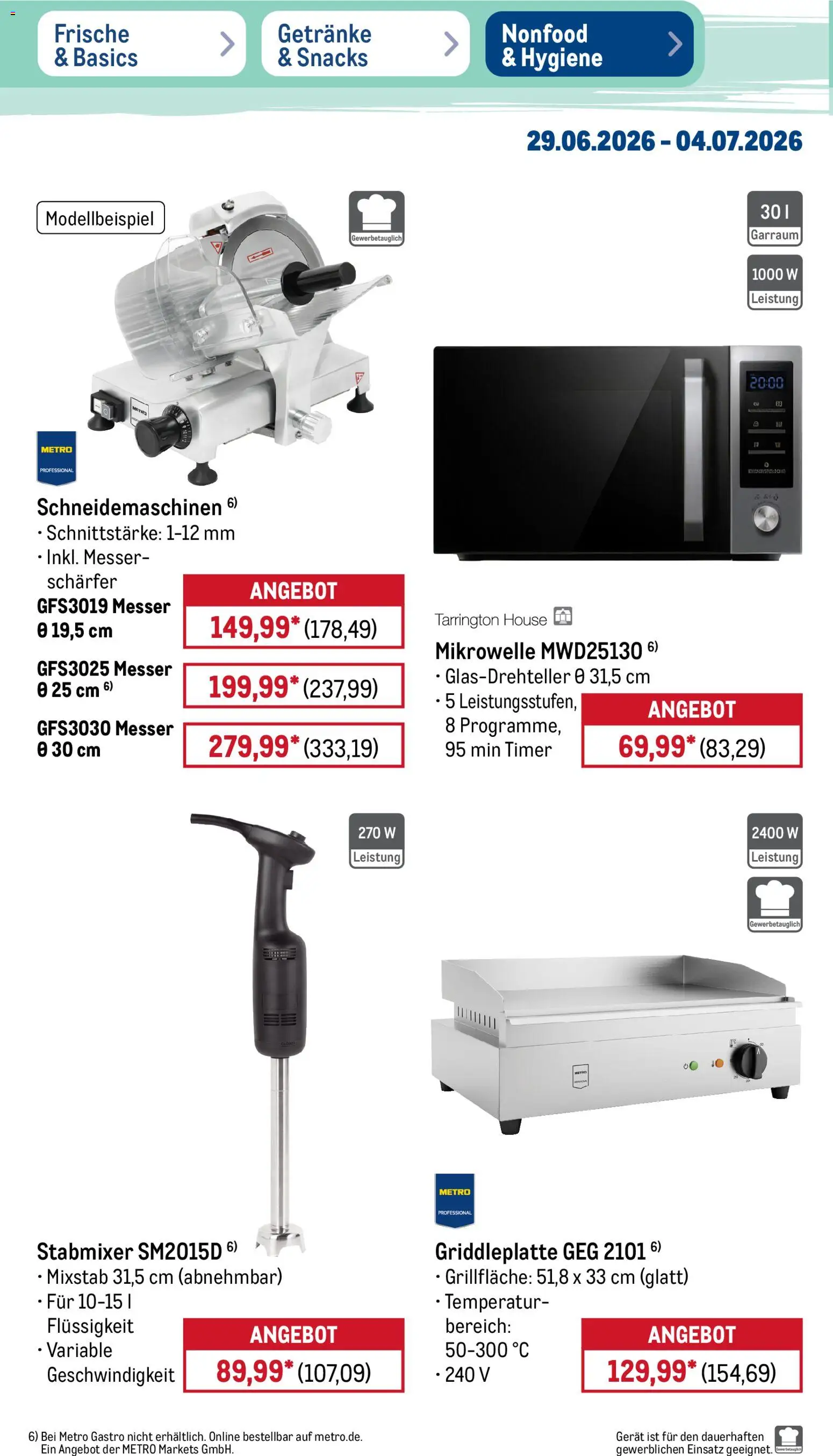Metro Non Food & Hygiene – gültig ab 29.06.2026 | Seite: 12 | Produkte: Mikrowelle, Mixstab, Stabmixer