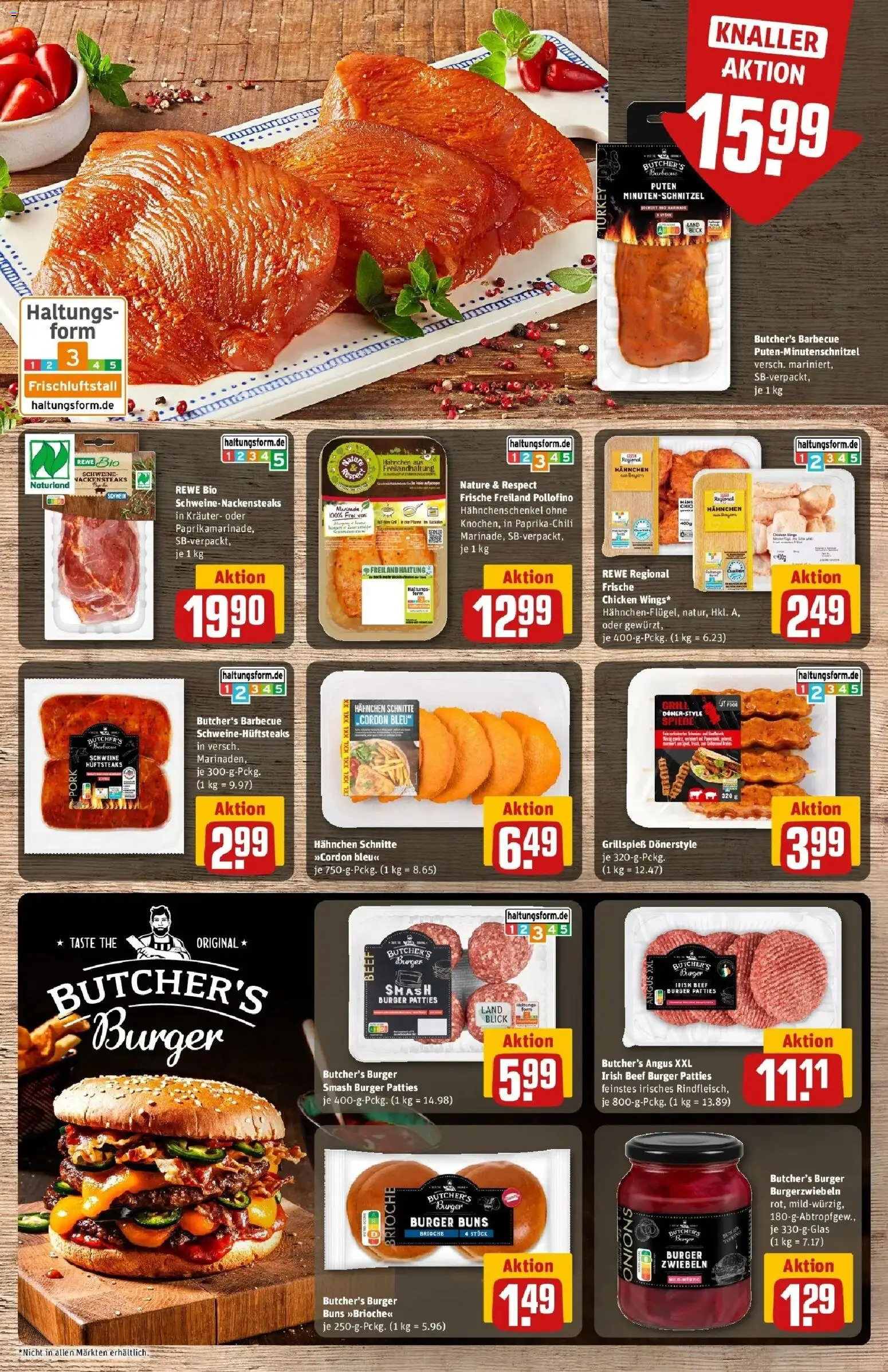 REWE Prospekt ab 24.08.2026 zum Blättern » Angebote | Seite: 9 | Produkte: Hahnchen, Hahnchenschenkel, Burger, Zwiebeln