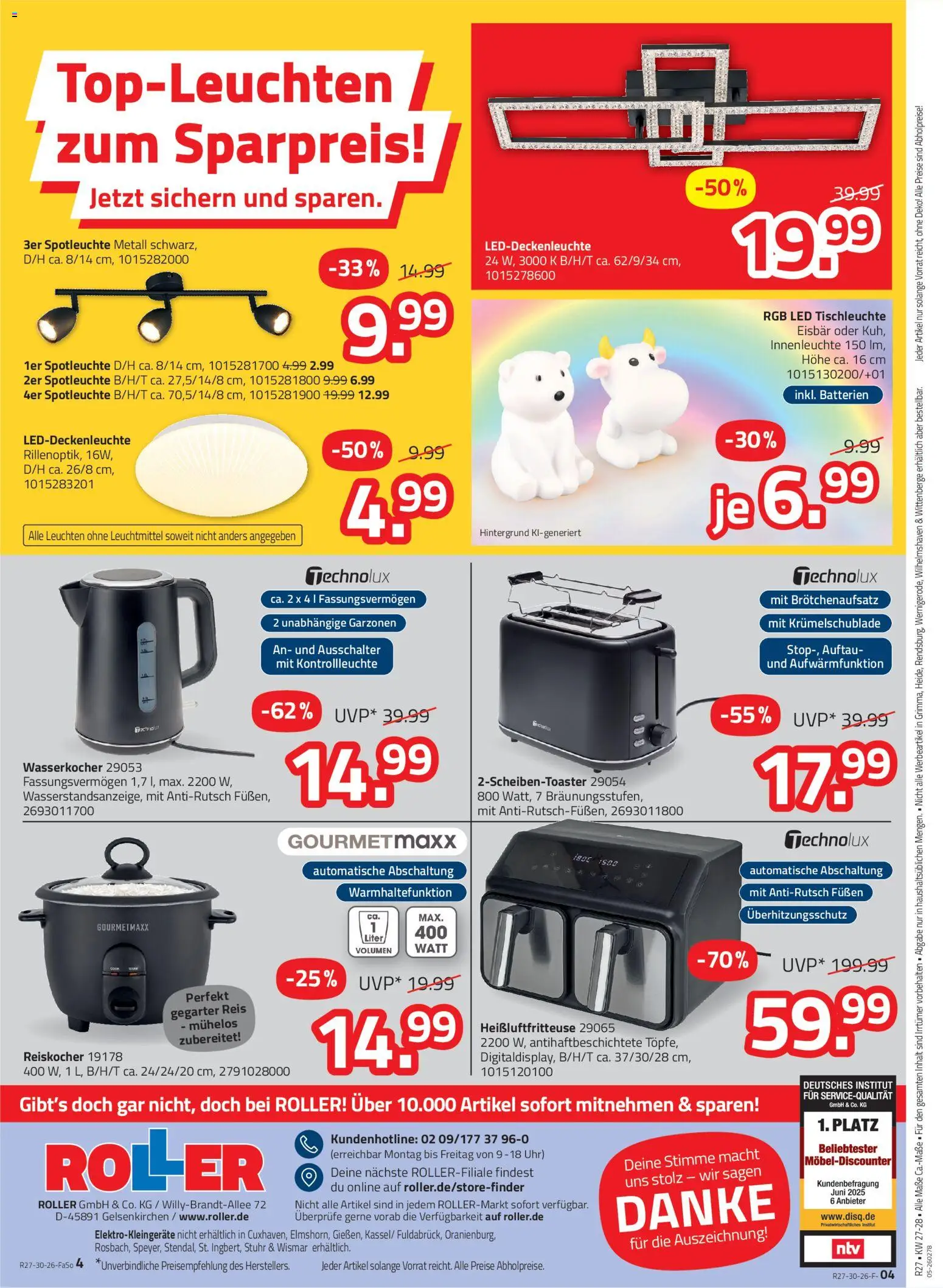 Roller Wohnaccessoires & Haushaltswaren – gültig ab 28.06.2026 | Seite: 4 | Produkte: Wasserkocher, Batterien, Heißluftfritteuse, Uhr