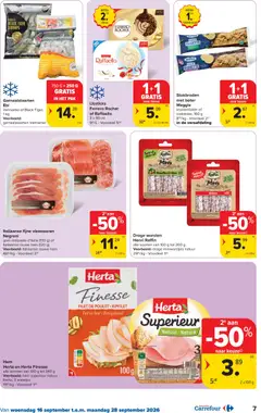 Ham Herta en Herta Finesse, alle soorten van 100 g tot 340 g - Voorbeeld van een folder van Carrefour, geldig van 16/09/2026 | Pagina: 7
