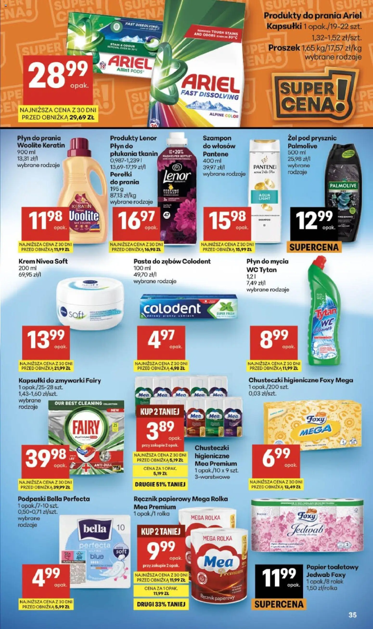 Delikatesy Centrum gazetka - Sklepy Własne od 27.08.2026 | Strona: 35 | Produkty: Podpaski bella, Papier toaletowy, Podpaski, Kapsułki do zmywarki