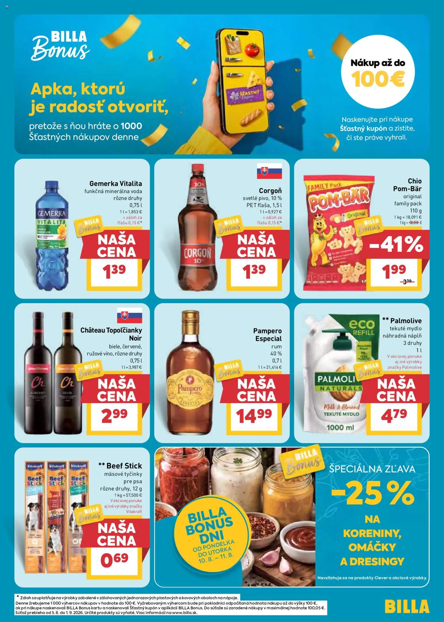 Nové Billa akcie – leták je platný od 05.08.2026 | Strana: 13 | Produkty: Mydlo, Voda, Pampero rum, Rum