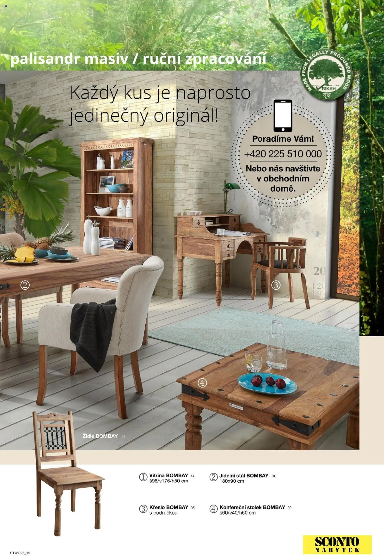 Sconto nábytek katalog - Nábytek z masivu od 01.01.2026 | Strana: 15 | Produkty: Vitrína, Křeslo, Stůl, Židle