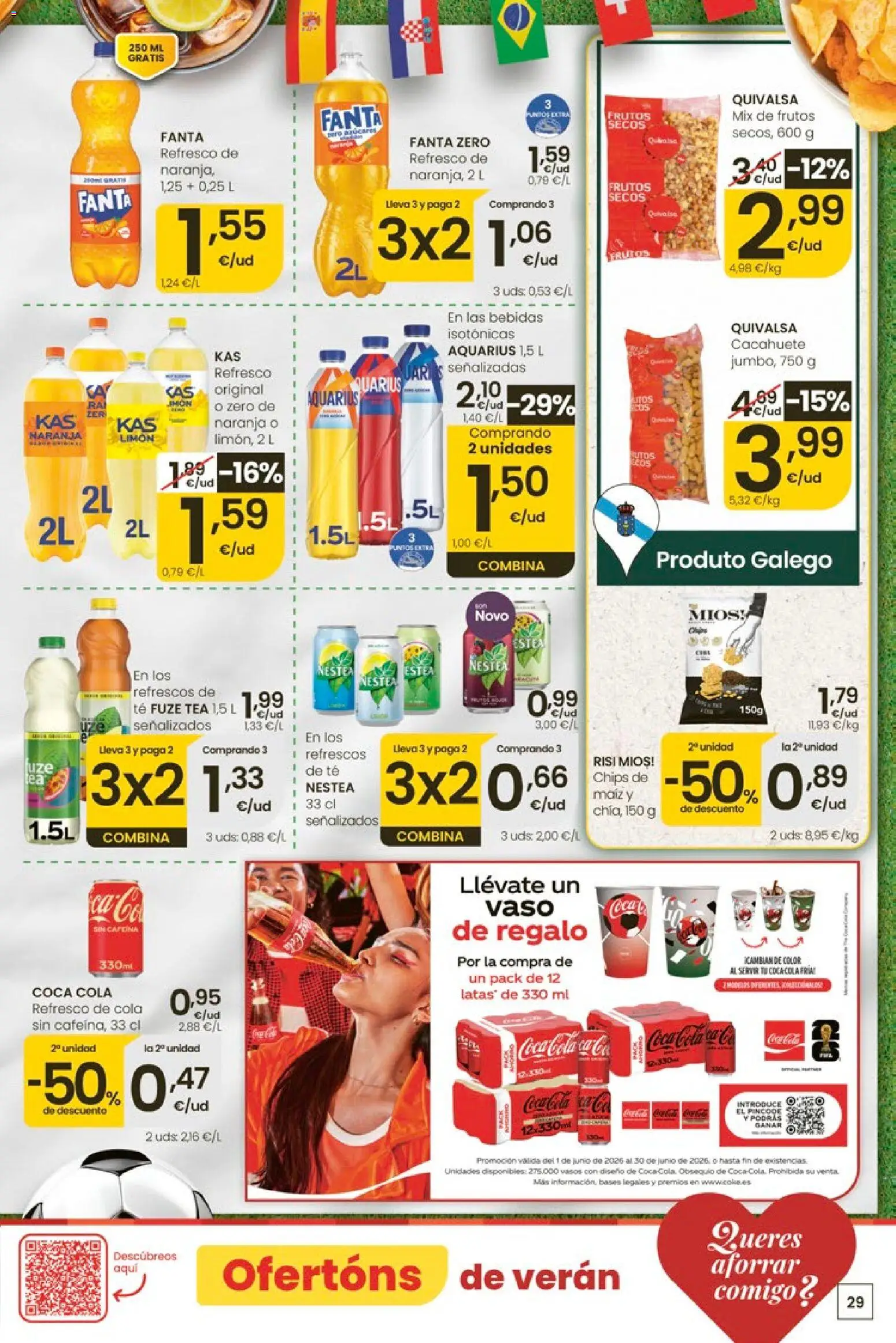 Eroski Ofertóns de verán │ válido desde el 11.06.2026 | Página: 29 | Productos: Vasos, Frutos secos, Té