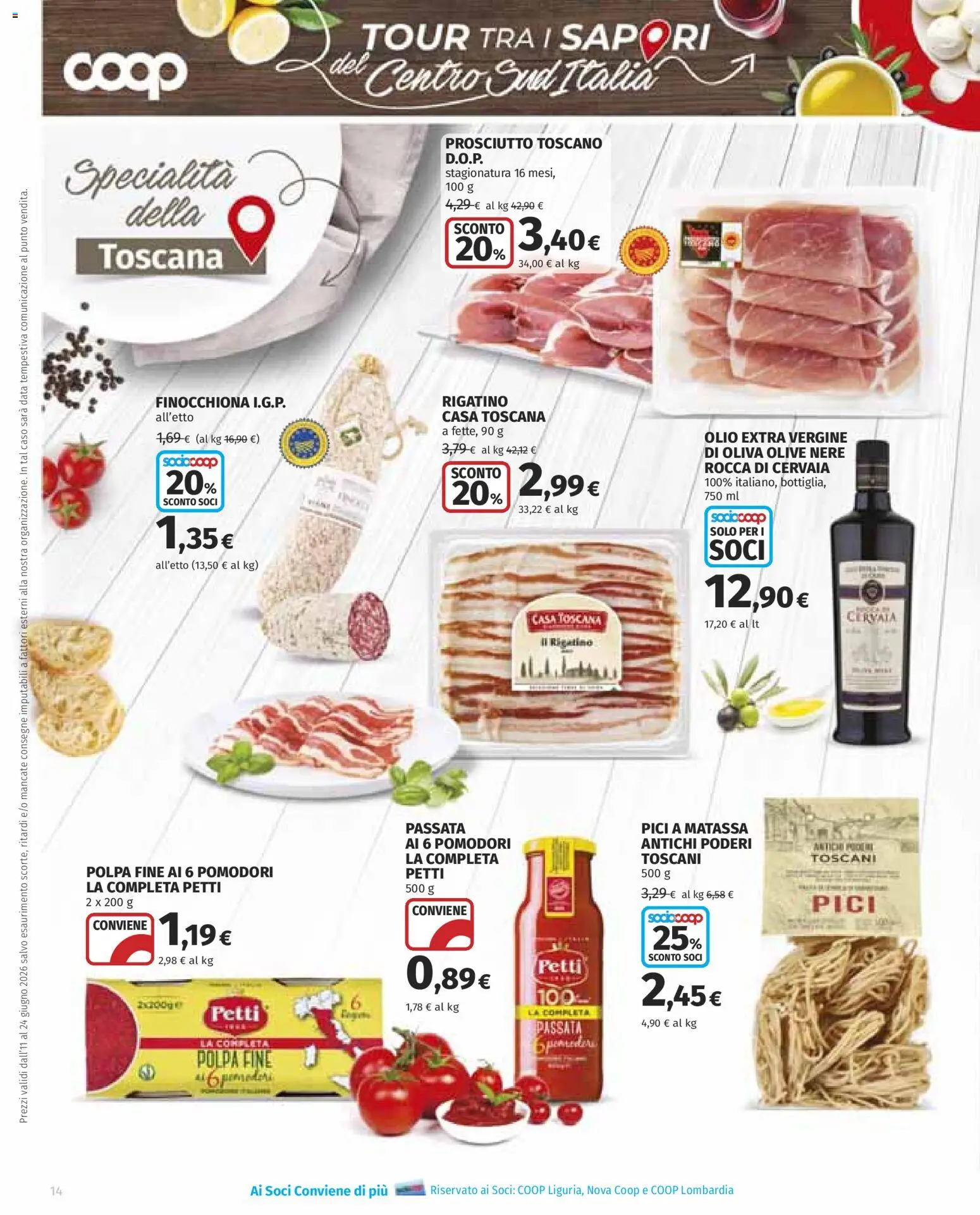 Volantino COOP del 11.06.2026 | Pagina: 14 | Prodotti: Olio, Olive, Pomodori, Data