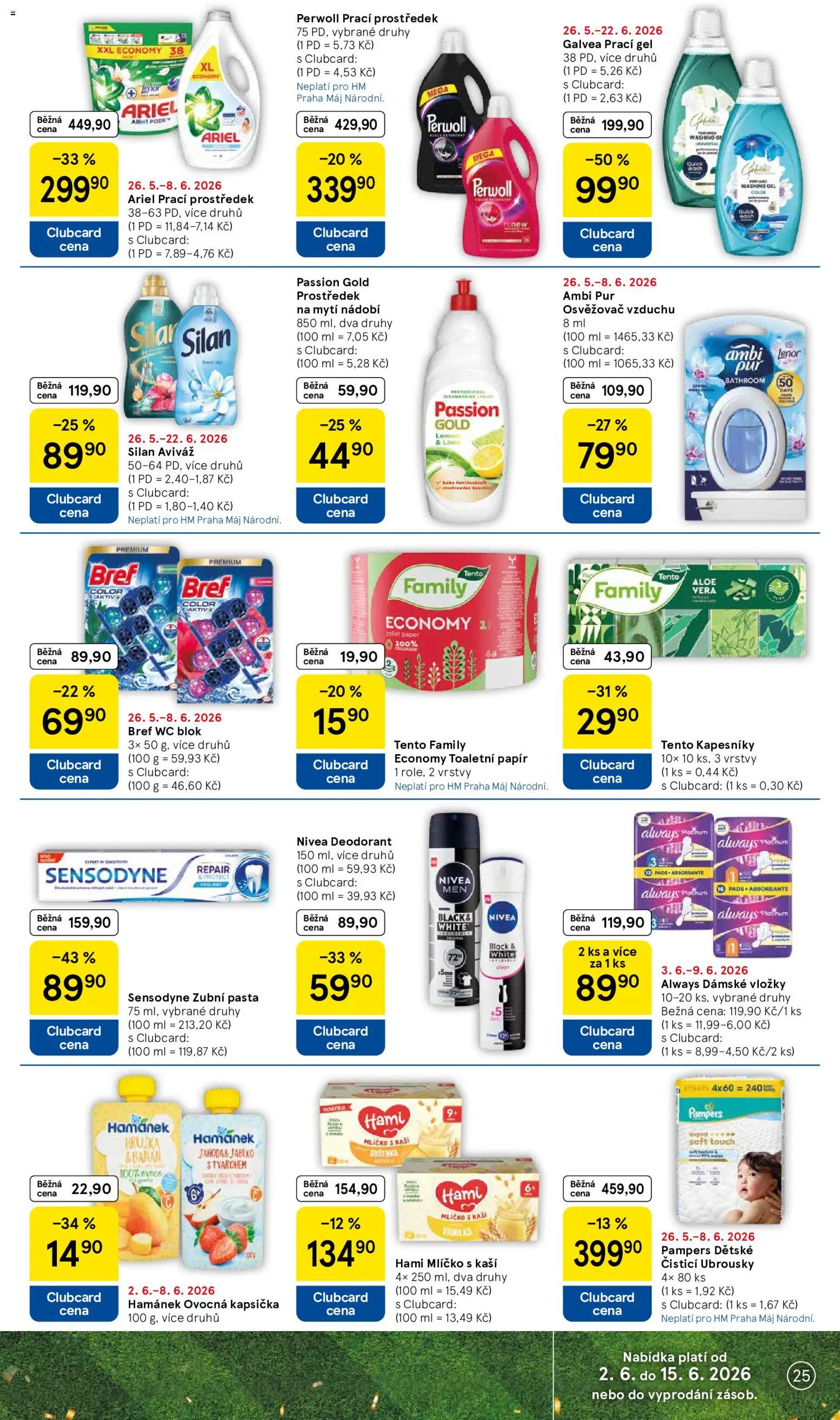 Tesco leták - Hypermarket od 03.06.2026 | Strana: 25 | Produkty: Prací gel, Vložky, Ariel, Dámské vložky Always