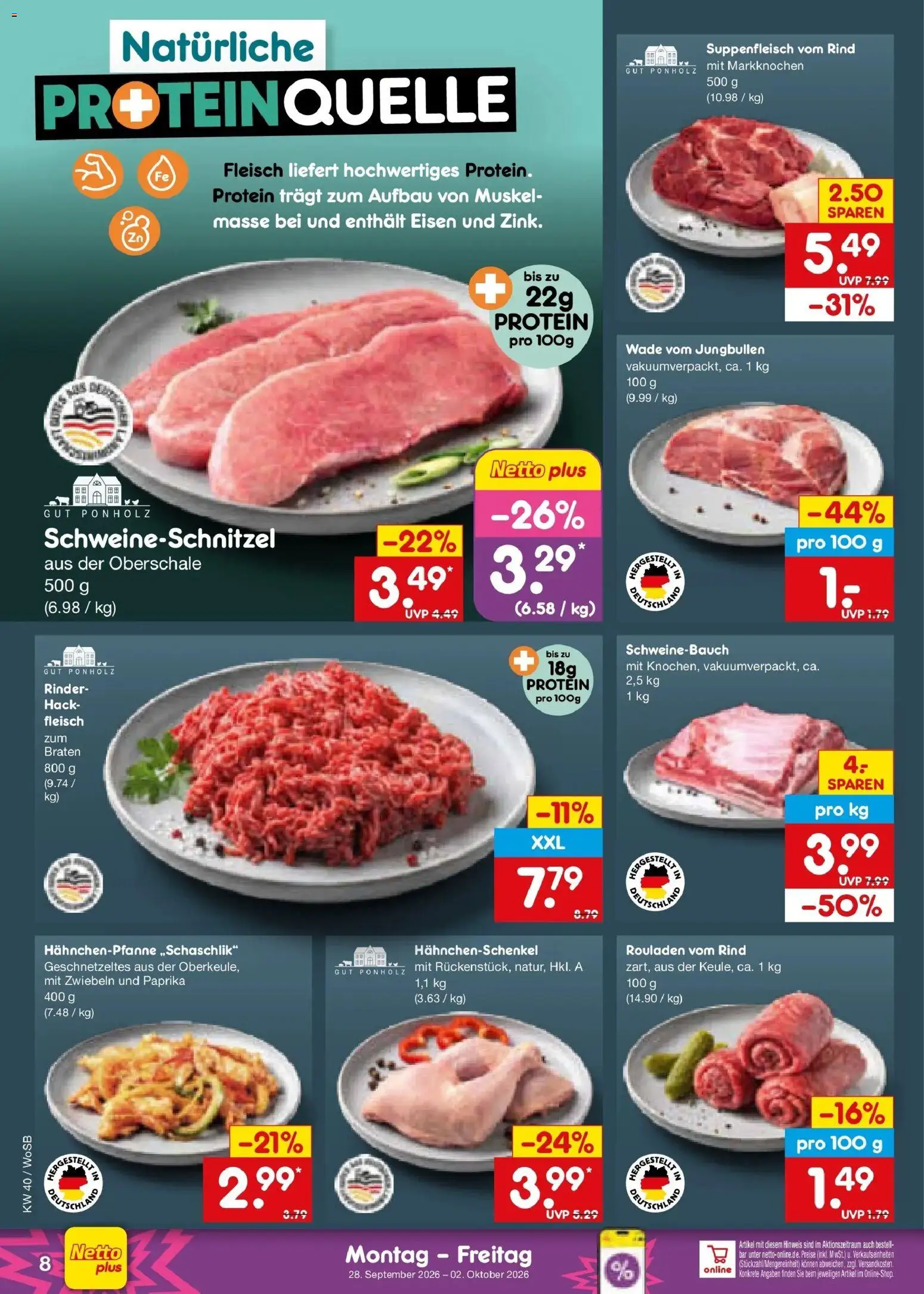 Netto Marken-Discount Prospekt Mannheim – gültig ab 28.09.2026 | Seite: 10 | Produkte: Hahnchenschenkel, Paprika, Suppenfleisch, Fleisch