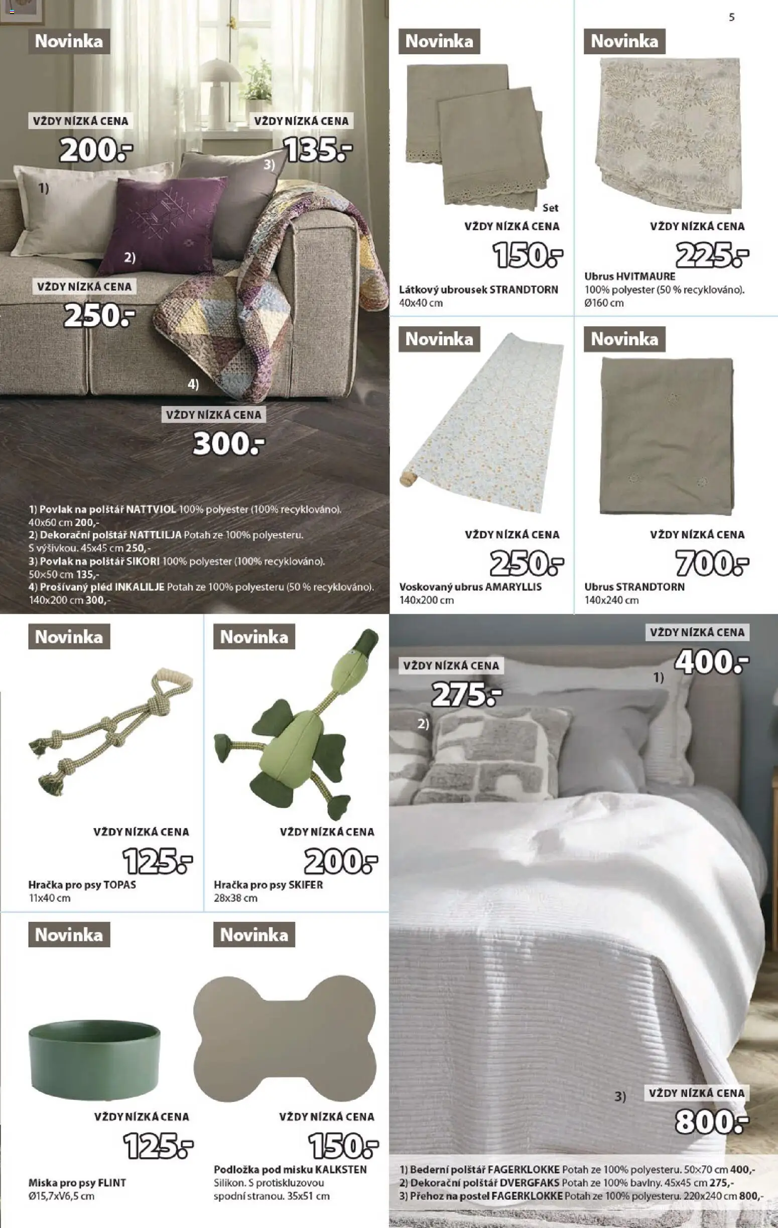 JYSK leták od 16.09.2026 | Strana: 5 | Produkty: Přehoz, Polštář, Přehoz na postel, Ubrus