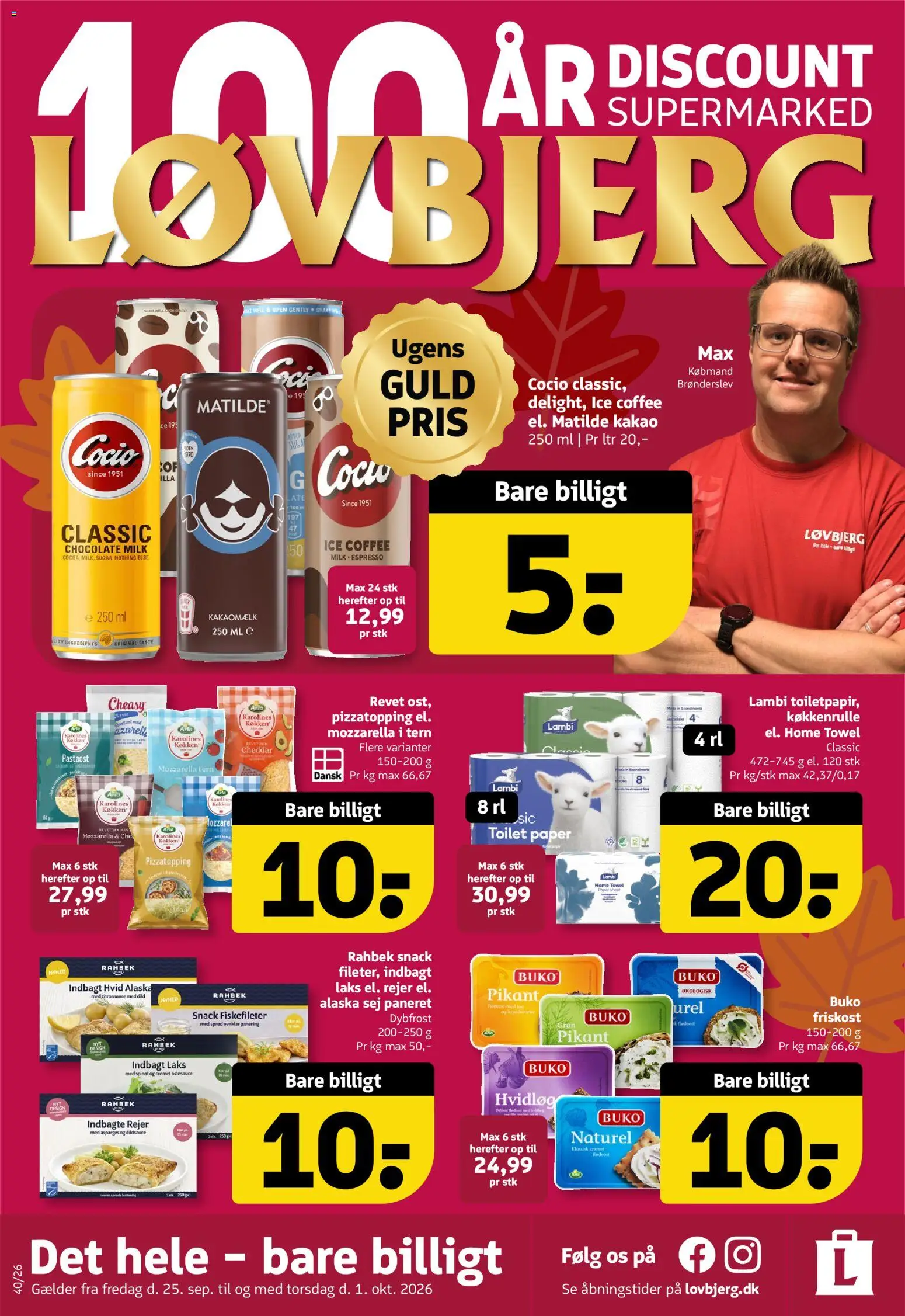 Løvbjerg tilbudsavis – gyldig fra 25/09/2026 | Side: 1 | Produkter: Mozzarella, Rejer, Spinat, Asparges