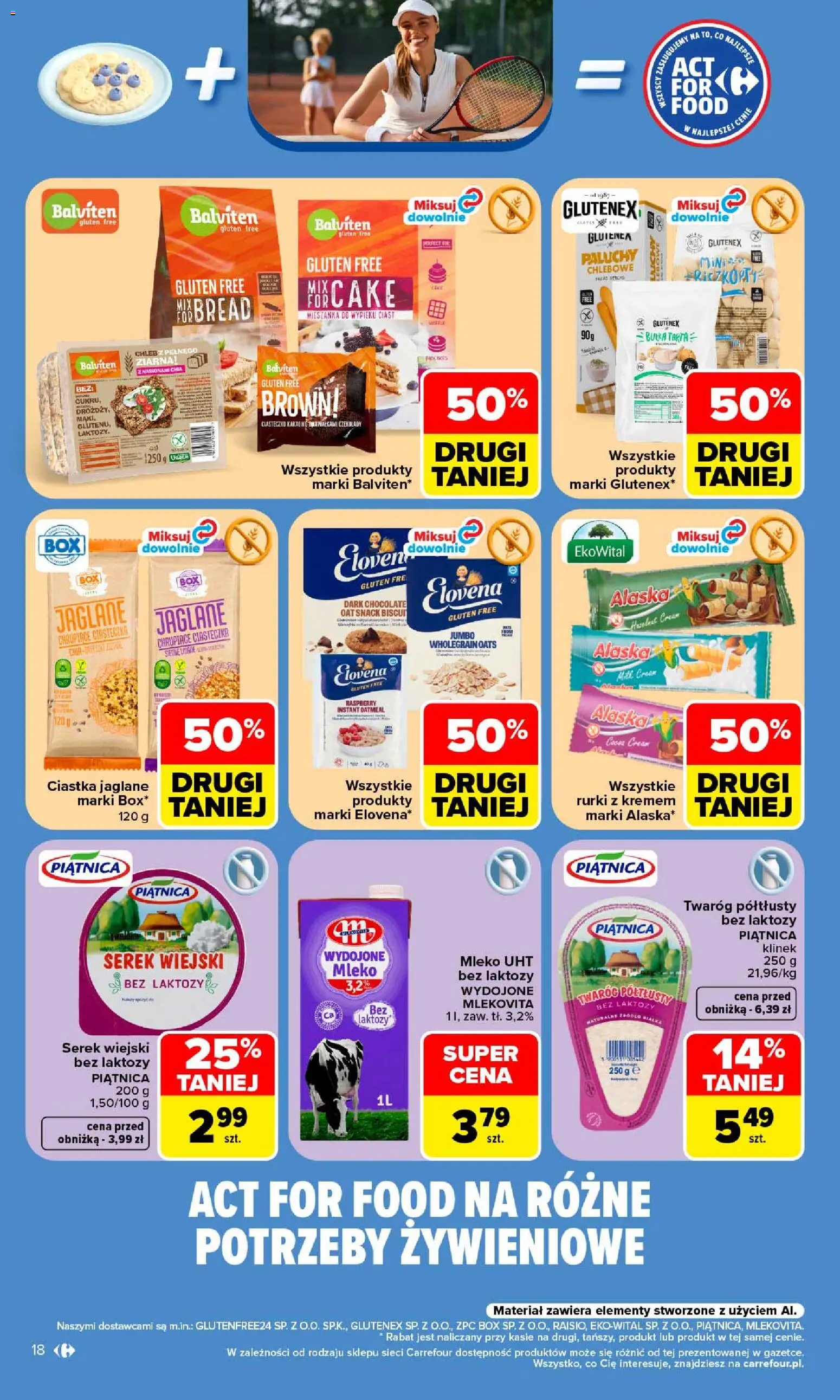 Carrefour gazetka od 24.08.2026 | Strona: 20 | Produkty: Mleko bez laktozy, Serek, Mleko UHT, Chleb