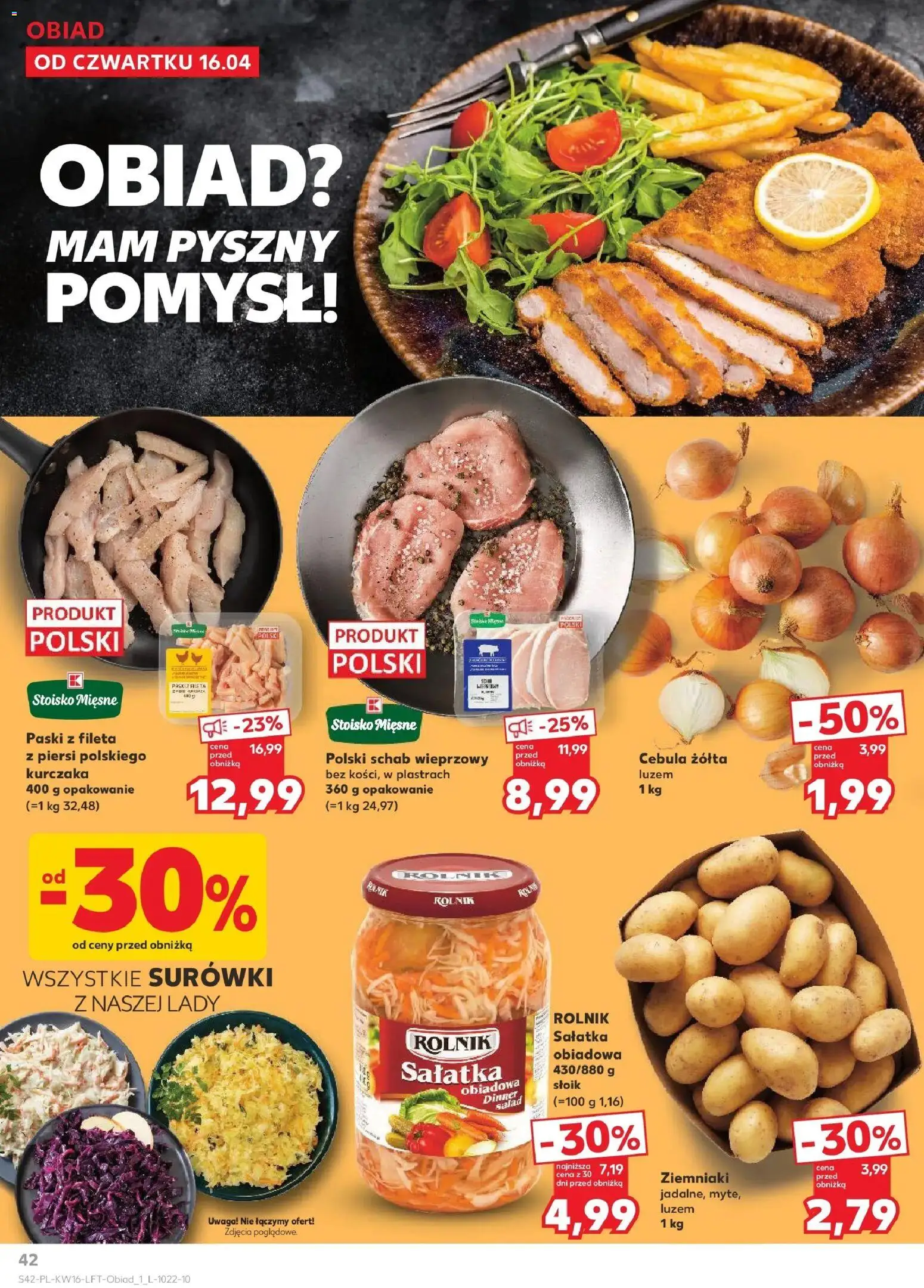 Kaufland gazetka od 16.04.2026 | Strona: 42 | Produkty: Schab, Piersi, Schab wieprzowy, Sałatka