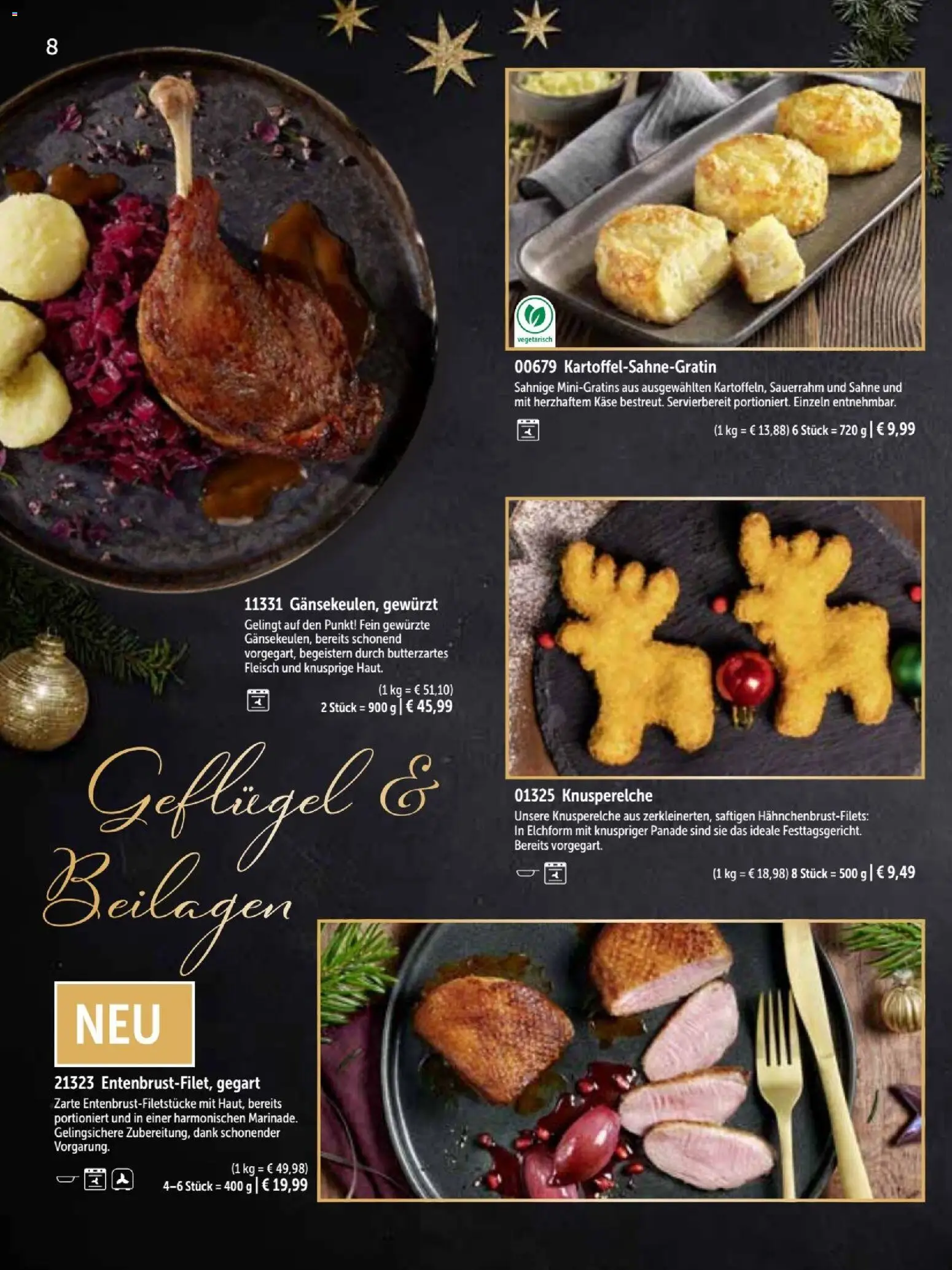 Bofrost Katalog Weihnachten 2026 – gültig ab 26.10.2026 | Seite: 8 | Produkte: Beilagen, Käse, Sauerrahm, Fleisch