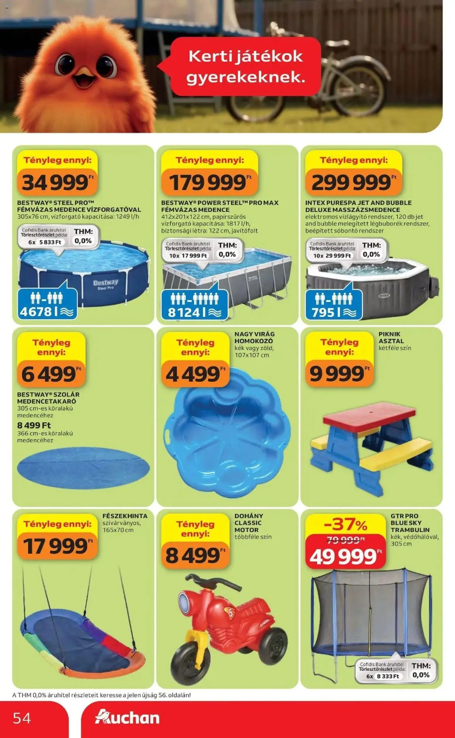 Auchan akciós ujság - amely érvényes a következő dátumtól: 14.05.2026 | Oldal: 54 | Termékek: Asztal, Homokozo, Medence, Létra