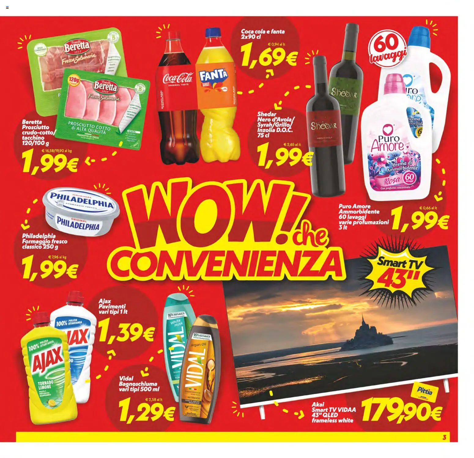 Volantino SuperConveniente del 02/10/2026 | Pagina: 3 | Prodotti: Bagnoschiuma, Tacchino, TV, Formaggio fresco
