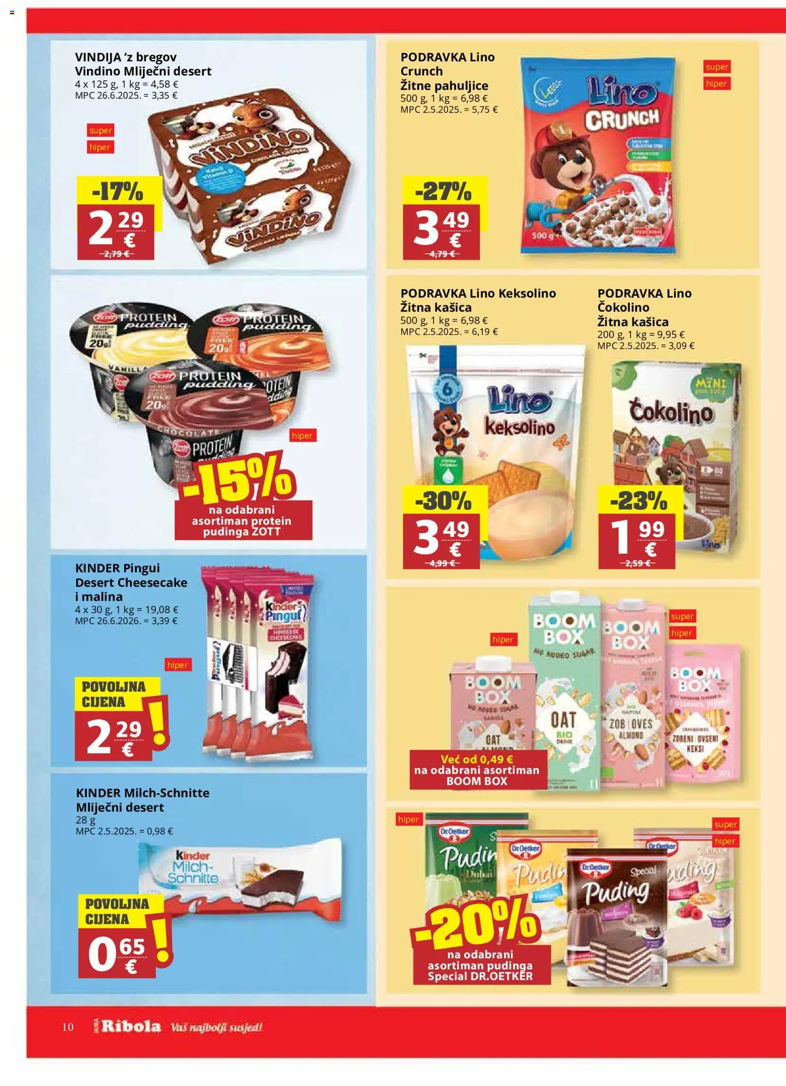 Ribola katalog | vrijedi od 06.08.2026 | Stranica: 10 | Proizvodi: Keksi, Puding, Pahuljice, Čokolino