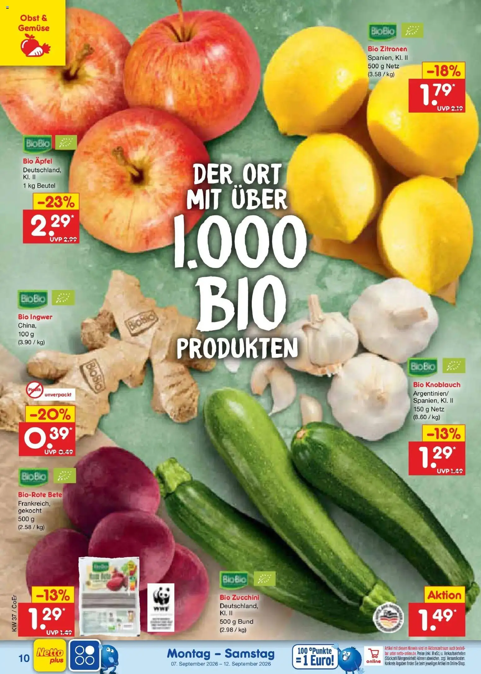 Netto Marken-Discount Prospekt Leipzig – gültig ab 07.09.2026 | Seite: 16 | Produkte: Äpfel, Gemüse, Knoblauch, Zitronen