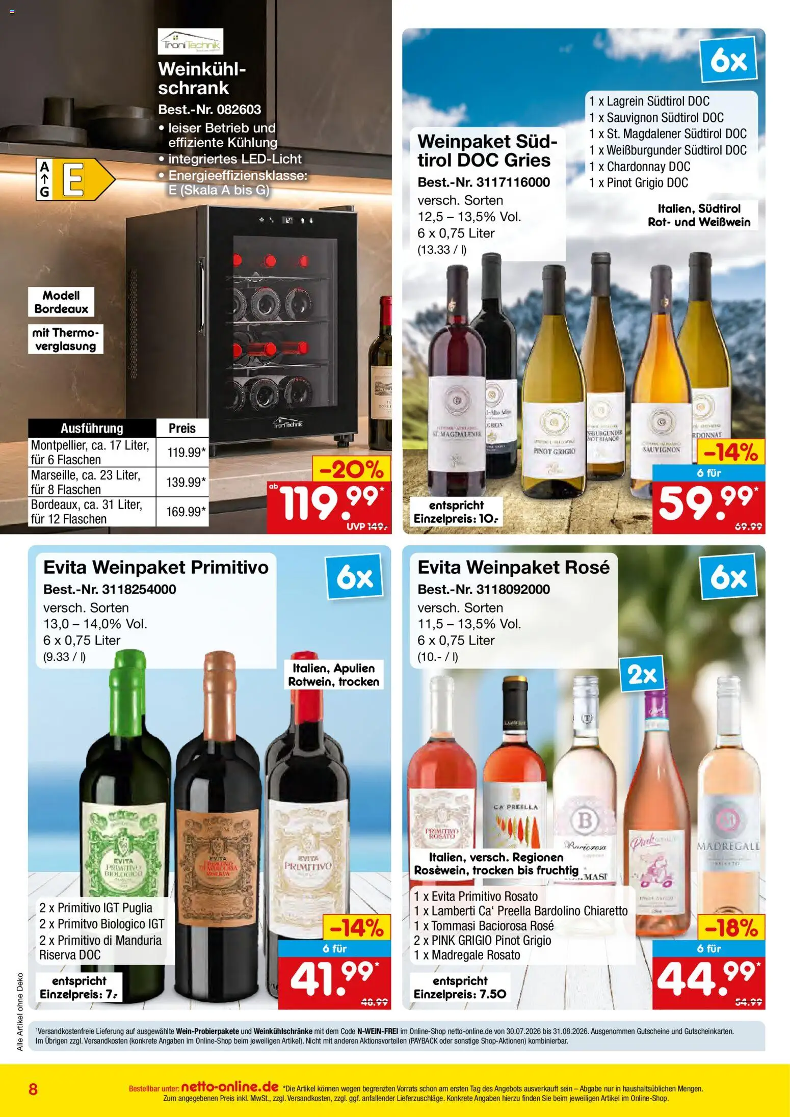 Netto Marken-Discount Online-Angebote August – gültig ab 01.08.2026 | Seite: 8 | Produkte: Weißwein, Schrank
