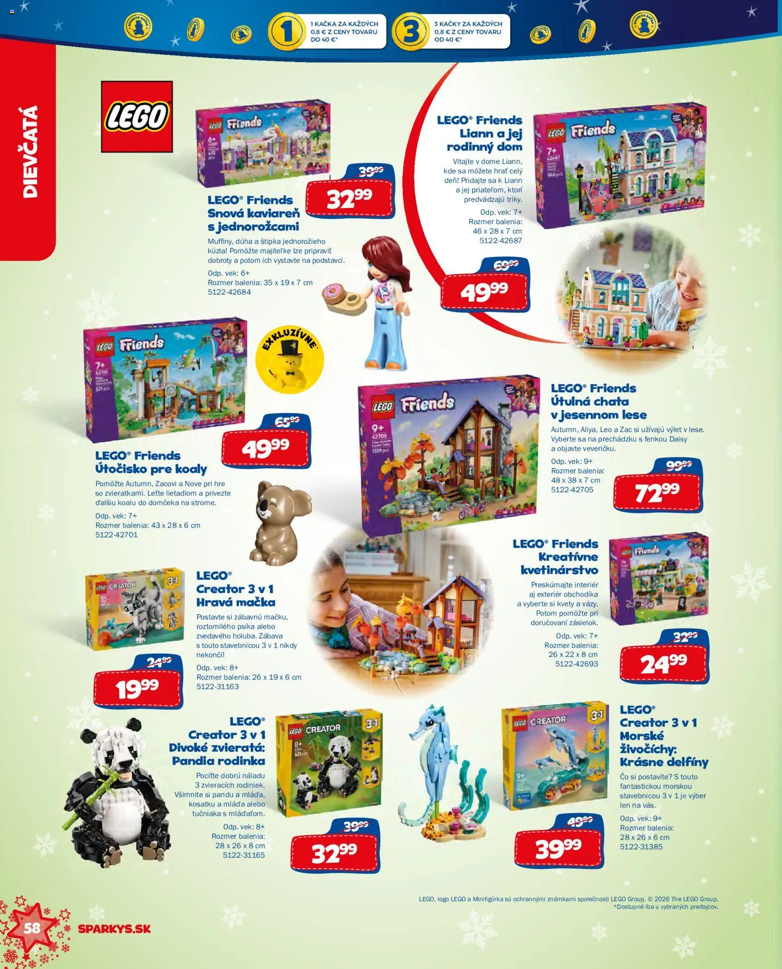Nové ALLTOYS akcie – leták je platný od 06.10.2026 | Strana: 58 | Produkty: LEGO, Kačka, Kvety, LEGO Friends