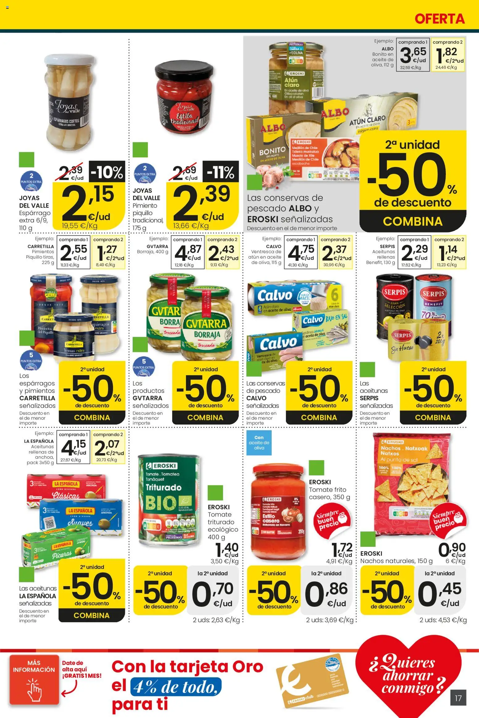 Eroski Nirekin aurreztu nahi Aliprox │ válido desde el 14.05.2026 | Página: 17 | Productos: Aceite, Pescado, Κάδος απορρυμάτων, Atún claro