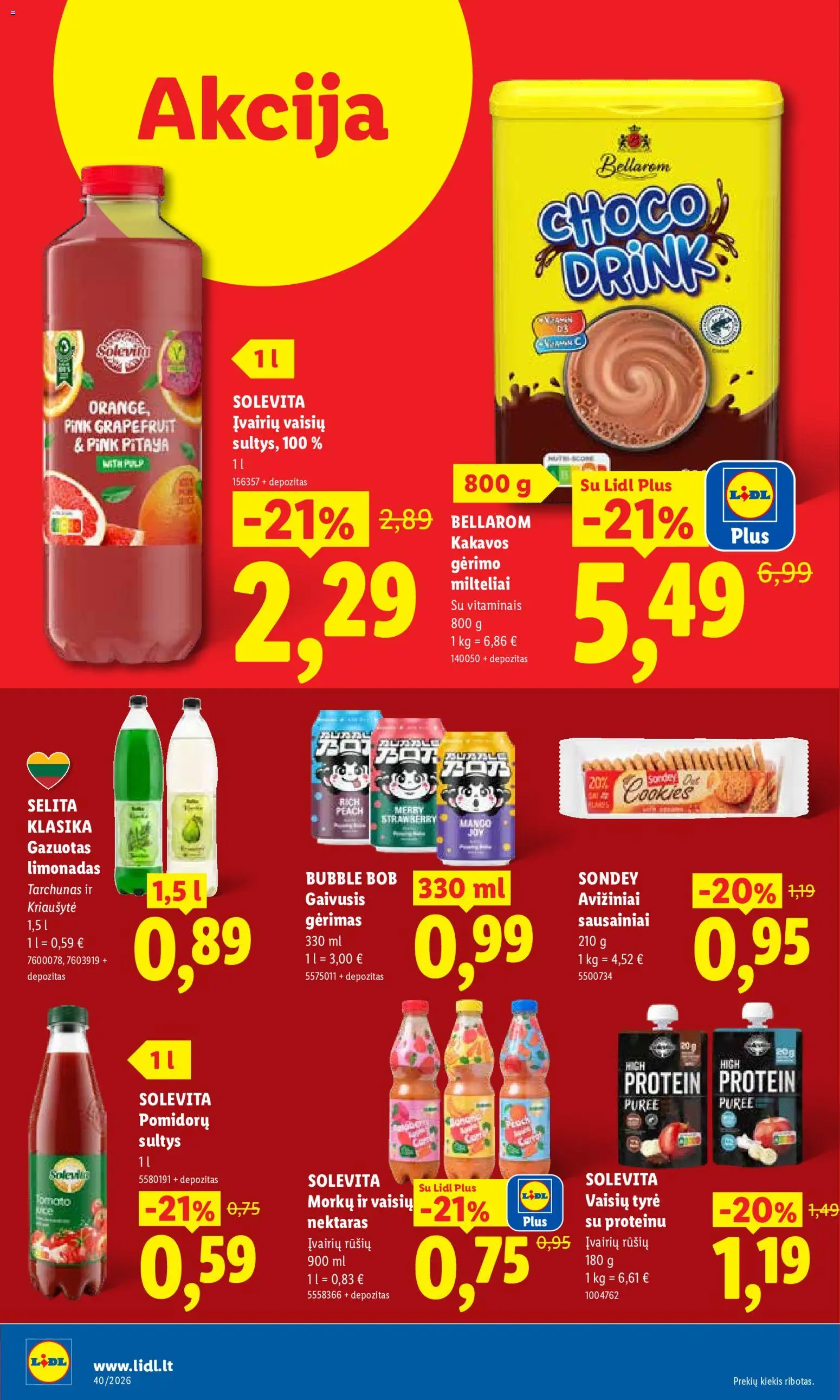 LIDL akcijos nuo 2026.09.28 | Puslapis: 36 | Prekių: Sausainiai, Tyrė, Sultys, Limonadas