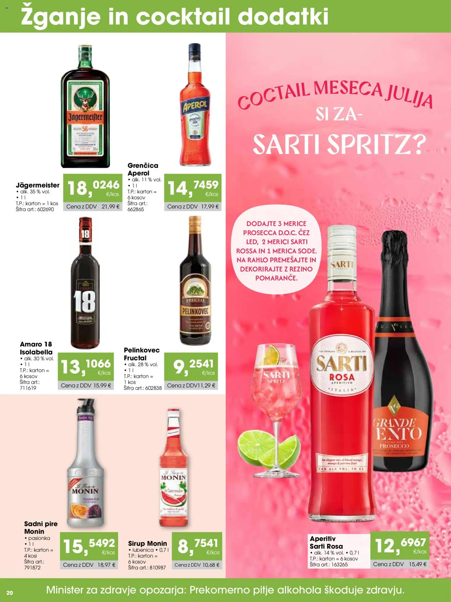 Novi Tuš katalog ponudbe – veljaven od 15.08.2026 | Stran: 20 | Izdelki: Lubenica, Sirup, Kos, Jägermeister