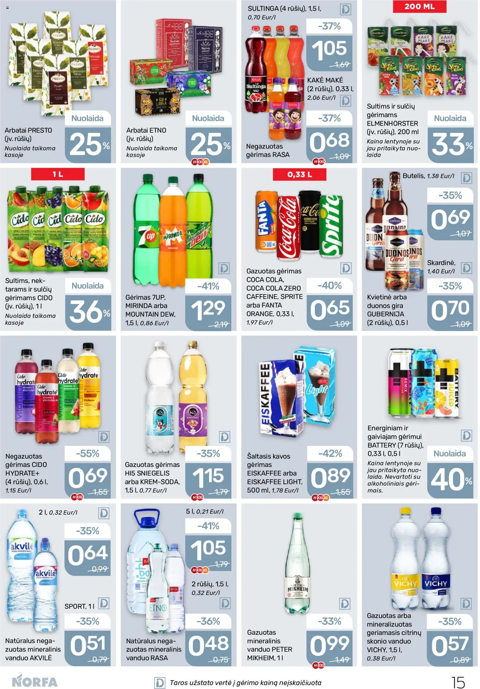 NORFA akcijos nuo 2026.09.03 | Puslapis: 15 | Prekių: Vanduo, Mineralinis vanduo