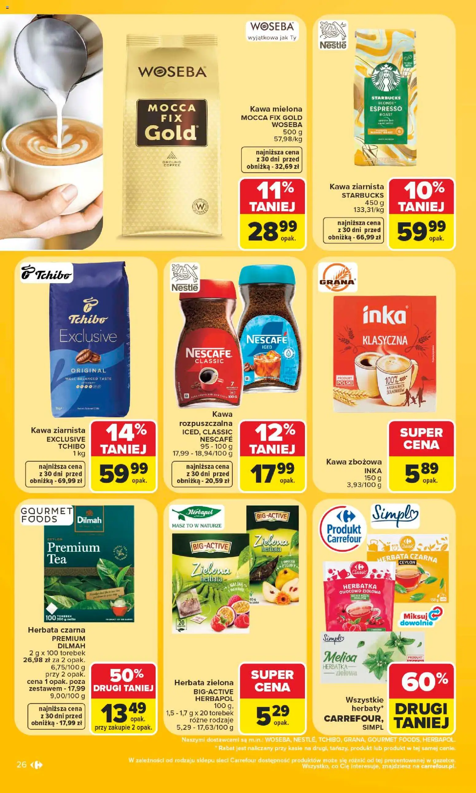 Carrefour gazetka od 06.07.2026 | Strona: 26 | Produkty: Nescafe, Kawa ziarnista, Herbata, Melisa