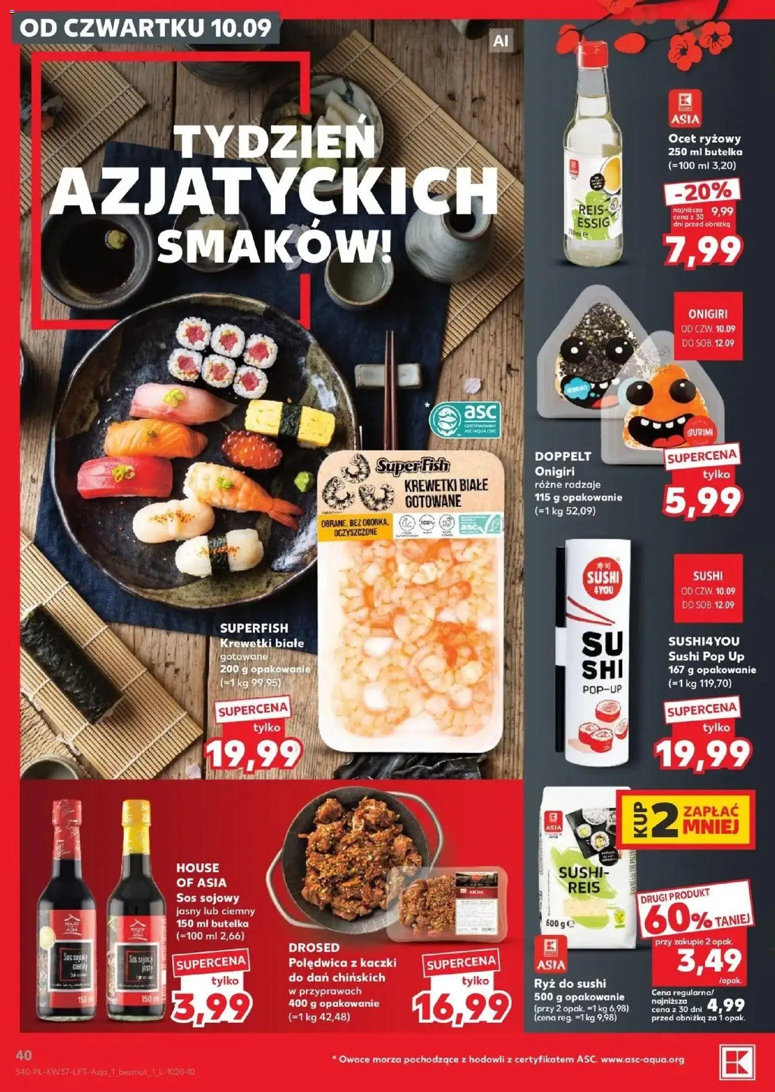 Kaufland gazetka od 10.09.2026 - od jutra PDF | Strona: 40 | Produkty: Krewetki, Sushi, Ryż, Sos