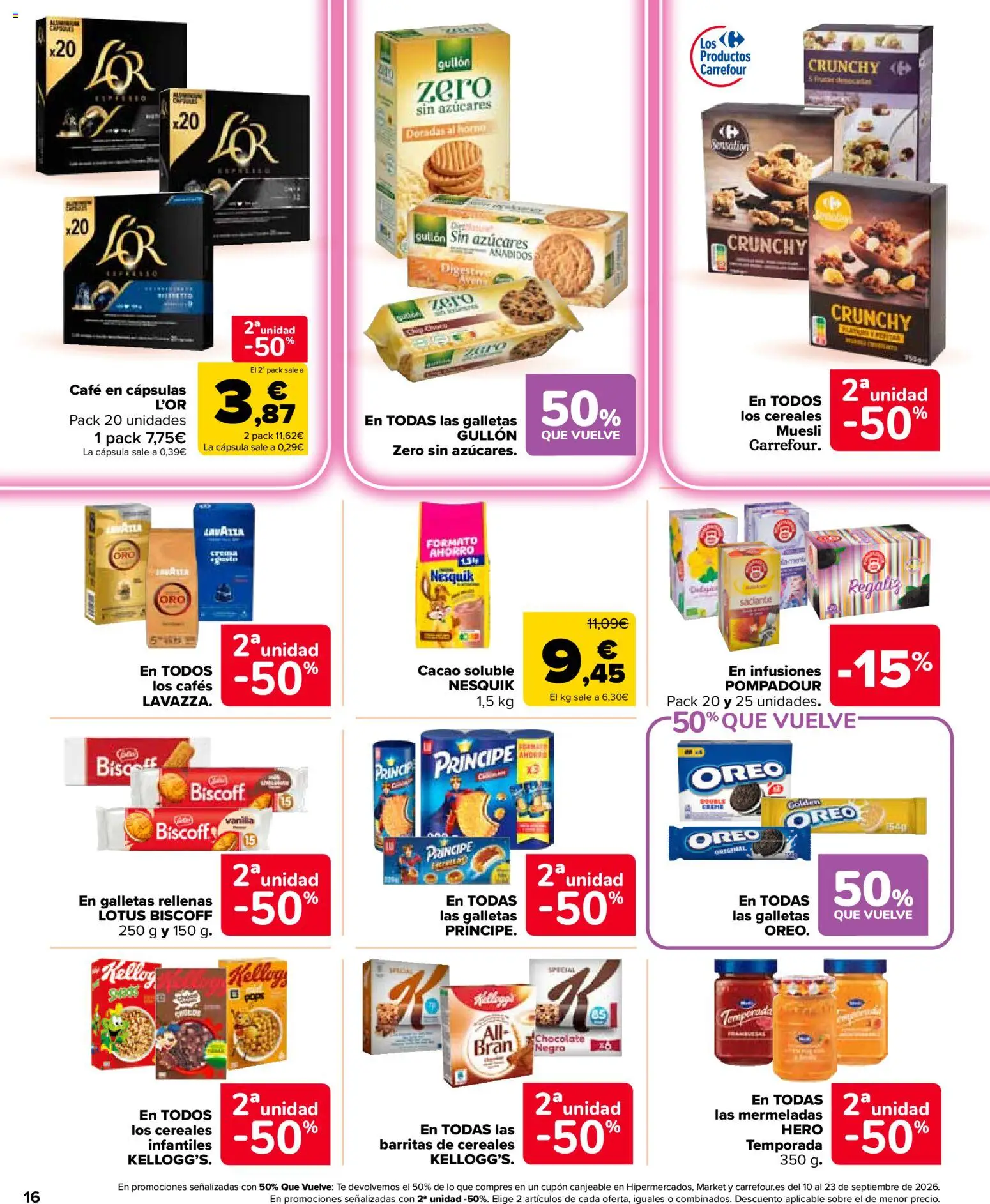 Carrefour Market folleto │ válido desde el 26/08/2026 | Página: 16 | Productos: Té, Lotus, Galletas rellenas, Cacao soluble