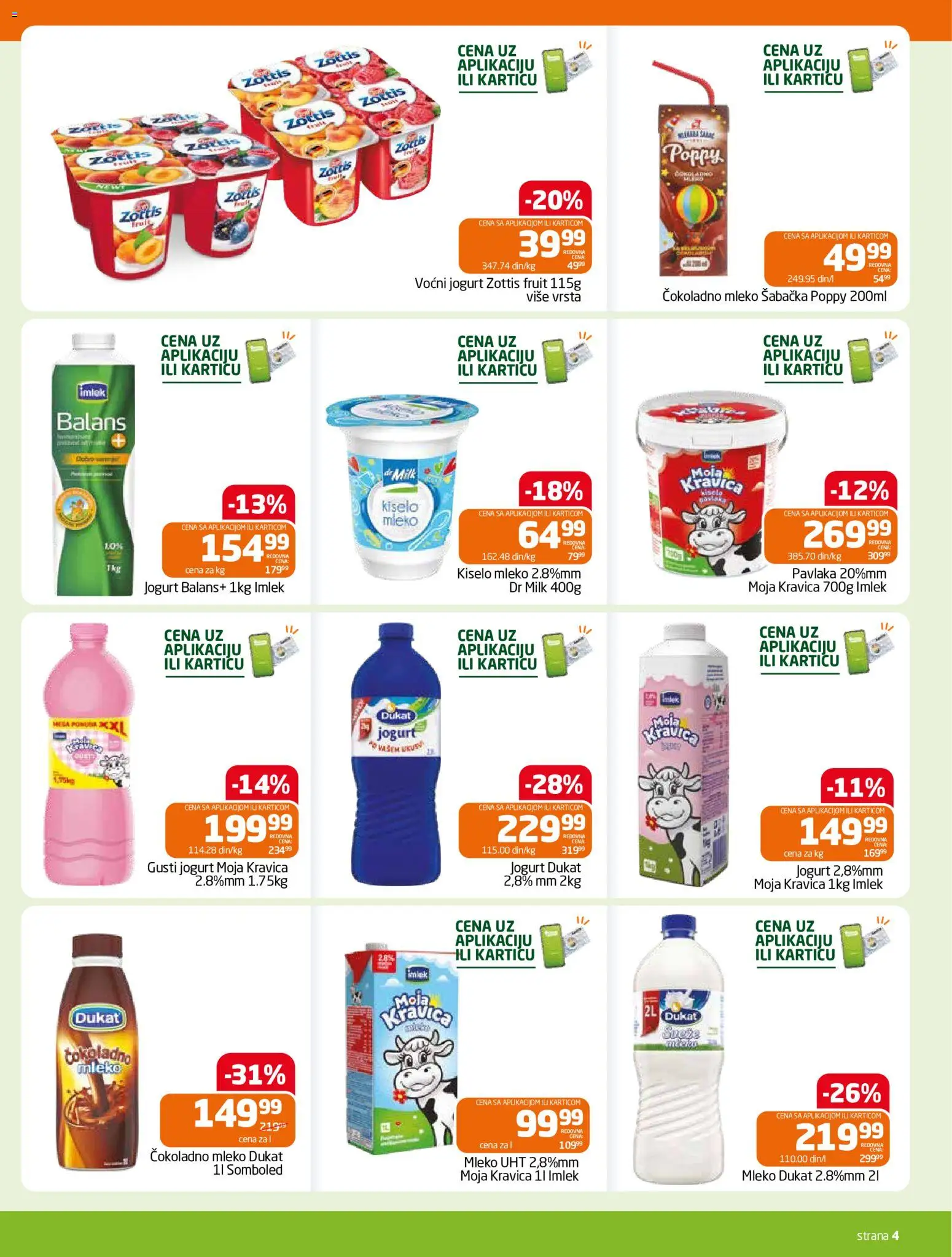 Gomex katalog - važi od 15.10.2026 | Strana: 4 | Proizvode: Čokoladno mleko, Kiselo mleko, Jogurt, Pavlaka