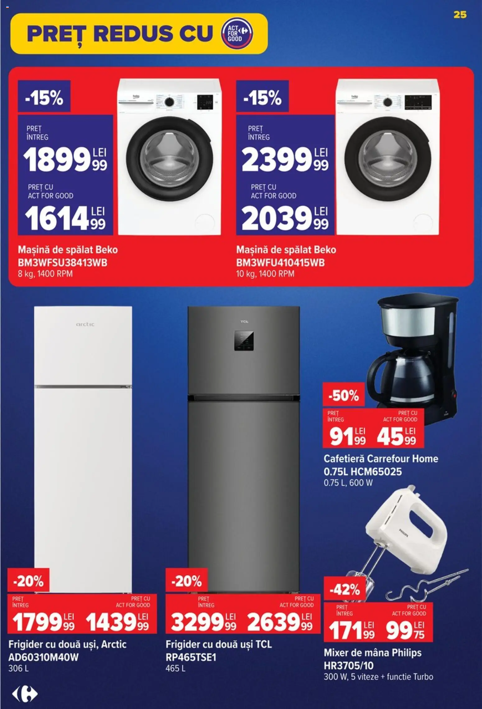 Noul catalog Carrefour – valabil de la 09.09.2026 | Pagină: 25 | Produse: Philips, Frigider, Mașină De Spălat, Cafetieră