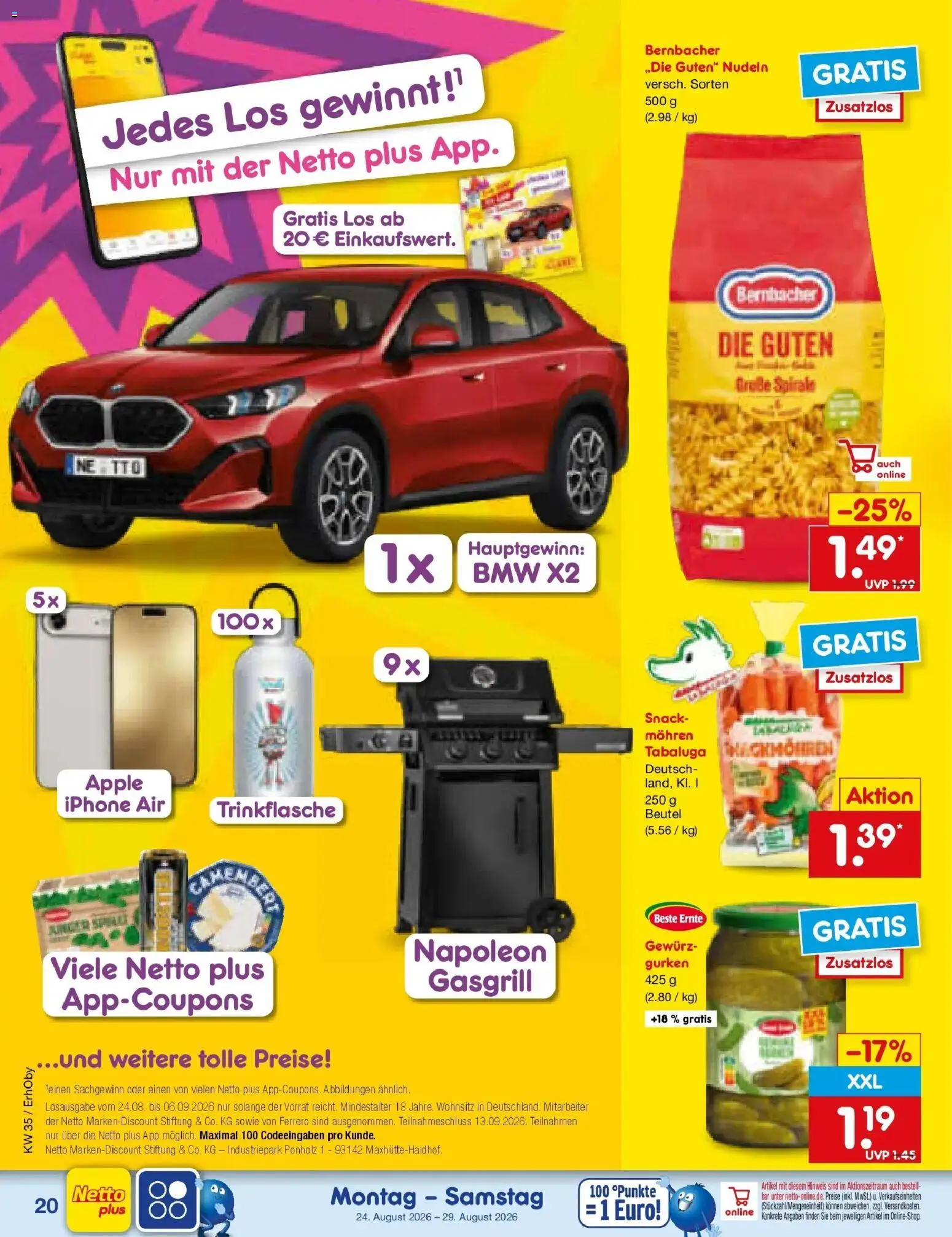 Netto Marken-Discount Prospekt Velden (ab 24.08.2026) » Angebote | Seite: 30 | Produkte: Apple, Mohren, Camembert, Gurken