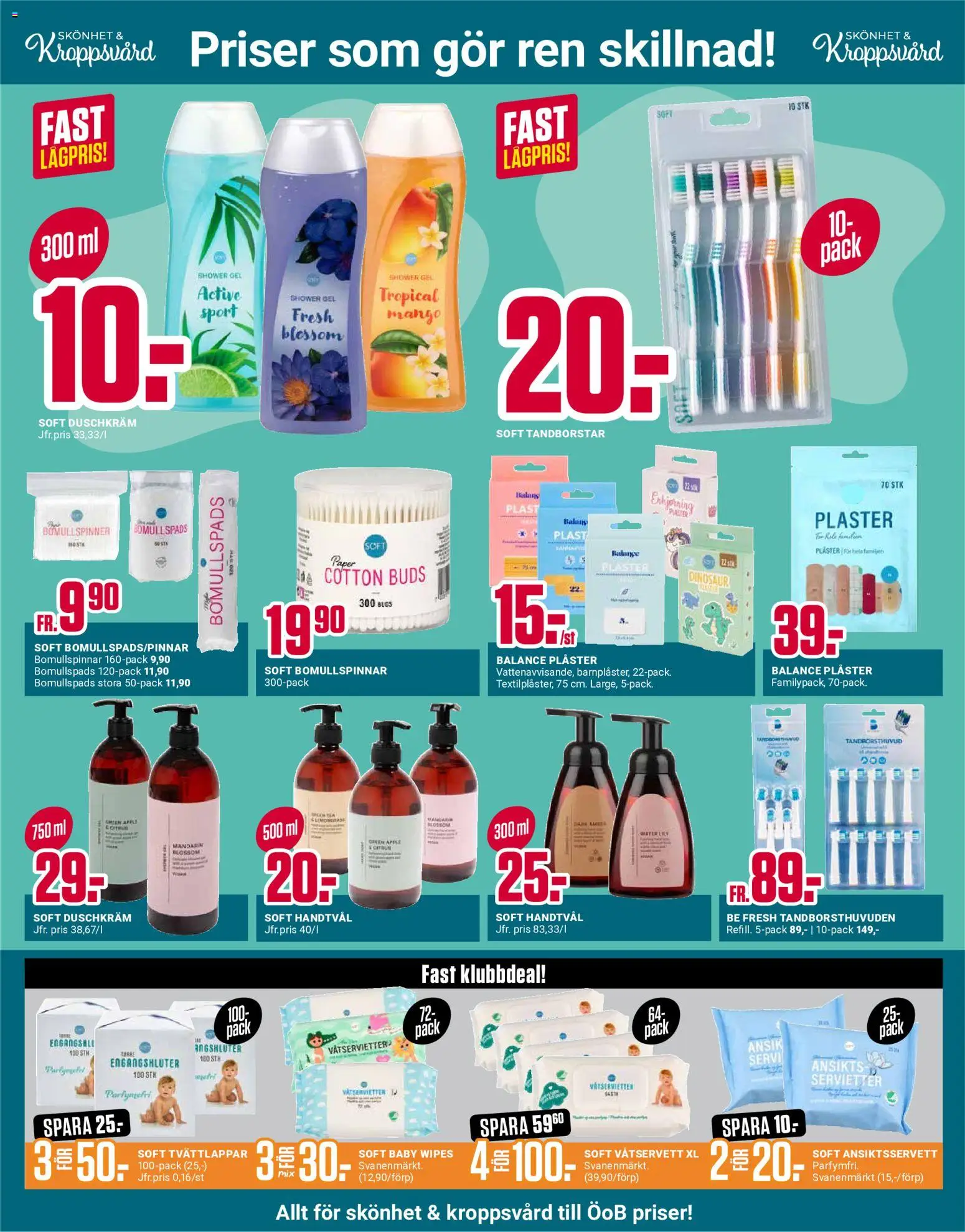 ÖoB reklamblad aktuell från 17/08/2026 | Sida: 9 | Produkter: Våtservett, Plåster, Pads, Duschkräm