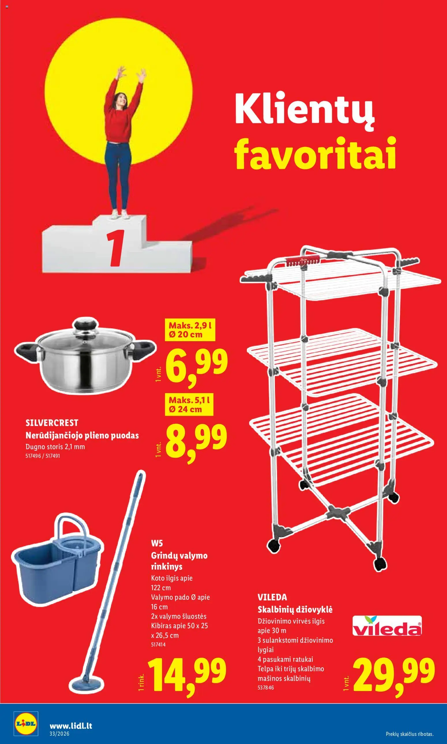 LIDL akcijos nuo 2026.08.10 | Puslapis: 20 | Prekių: Puodas, Valymo šluostės, Džiovyklė, Kibiras