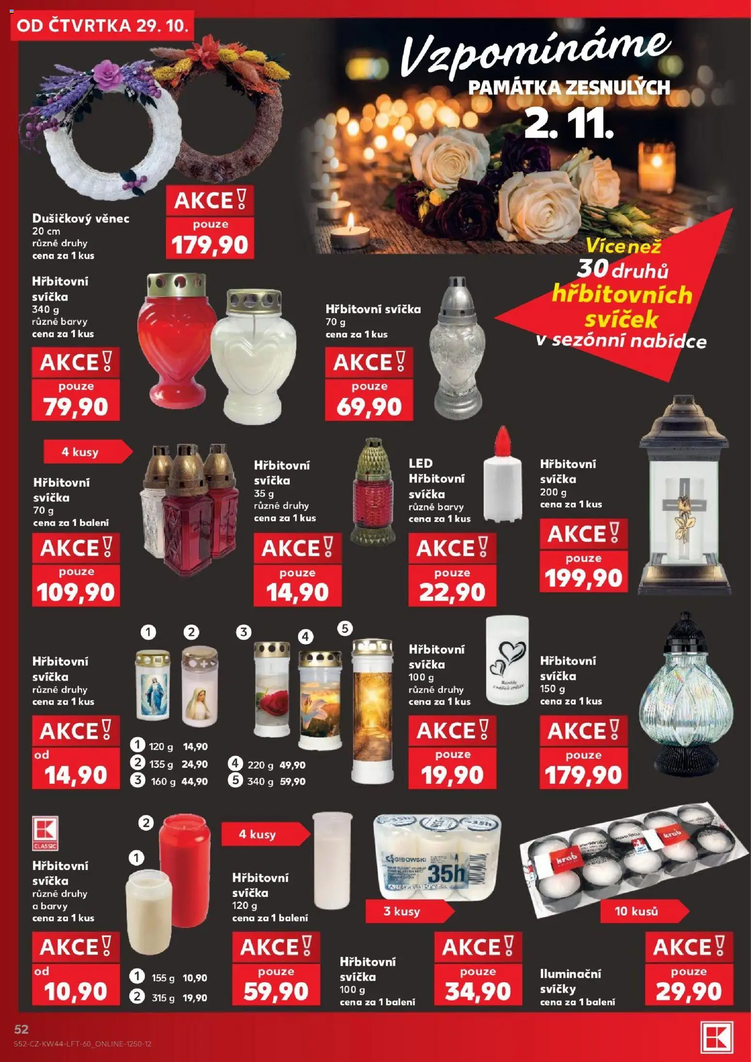 Kaufland leták - Plzeň od 29.10.2026 | Strana: 52 | Produkty: Svíčka, Svíčky, Barvy, LED