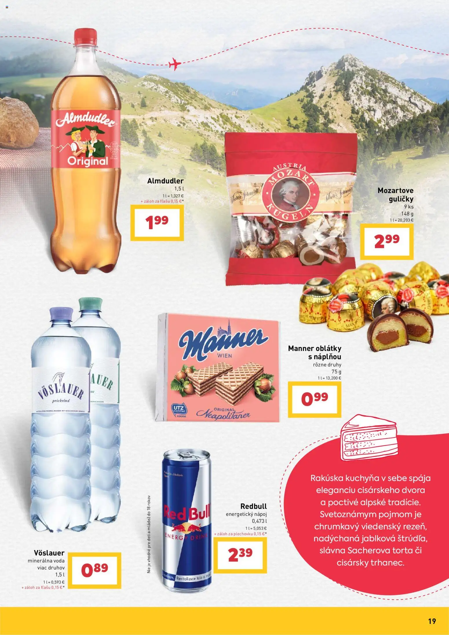 Nové Billa akcie – leták je platný od 29.07.2026 | Strana: 19 | Produkty: Kuchyňa, Torta, Red Bull, Energetický nápoj