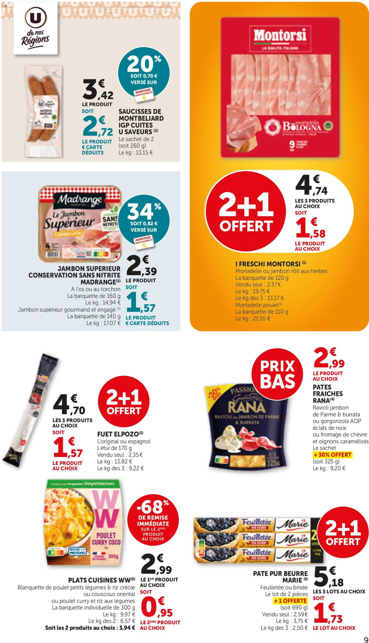 {H1} | Page: 9 | Produits: Fromage de chèvre, Poulet, Coco, Mortadelle