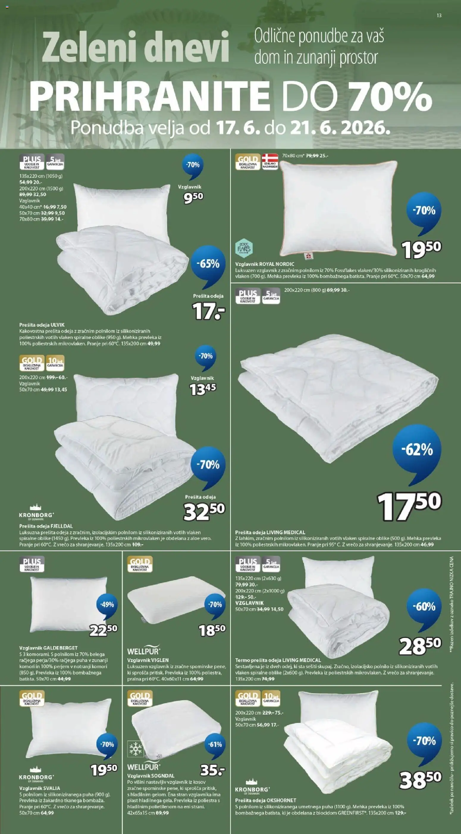 Novi JYSK katalog ponudbe – veljaven od 17.06.2026 | Stran: 13 | Izdelki: Prešita odeja, Vzglavnik, Prevleka, Odeja